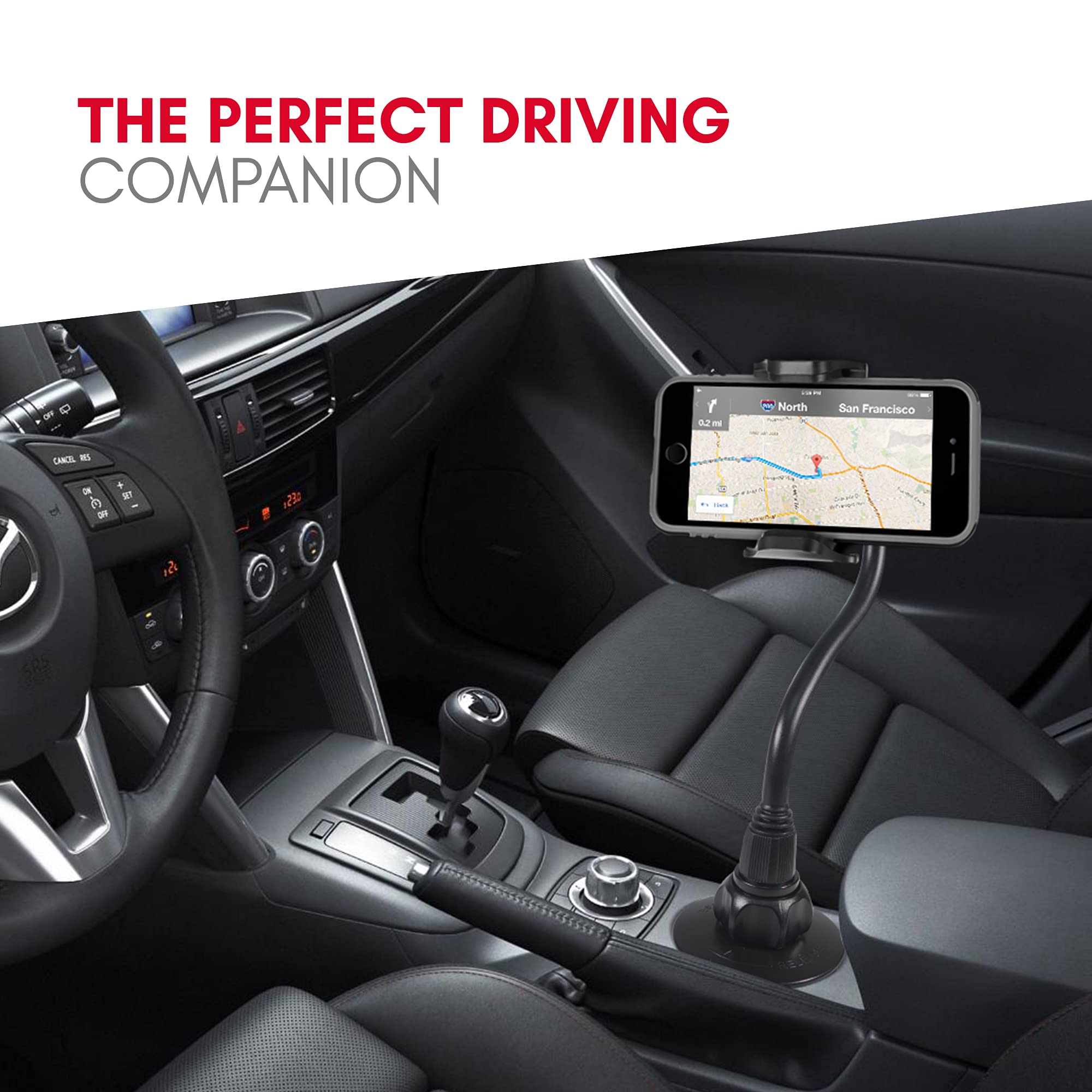 Macally Car Cup Holder Phone Mount   8    Long Flexible Gooseneck Cell Phone Holder Car Cup Holder With 360 Adjustable Holder