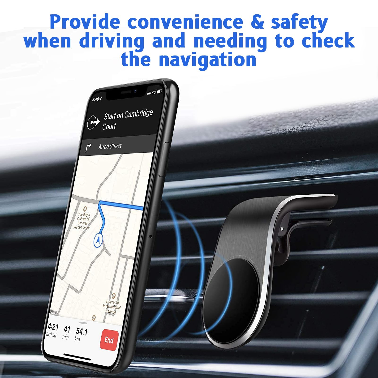 Tlm Mobile Phone Navigation Magnetic Holder, Rotatable Car Phone Holder (Black)