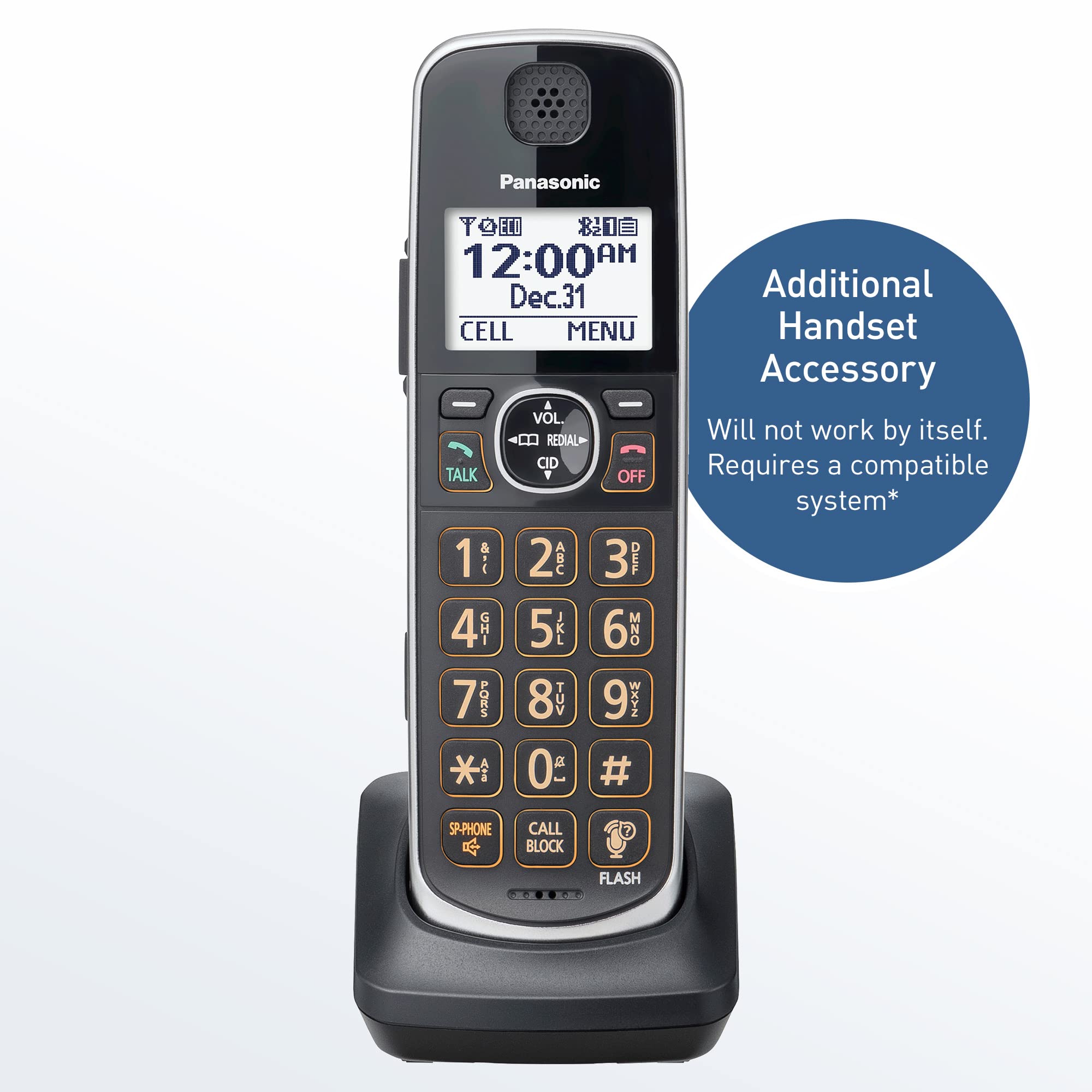 Panasonic Additional Cordless Phone Handset Compatible With Kx-Tge6X Series Cordless Phone Systems - Kx-Tgea61B (Black)