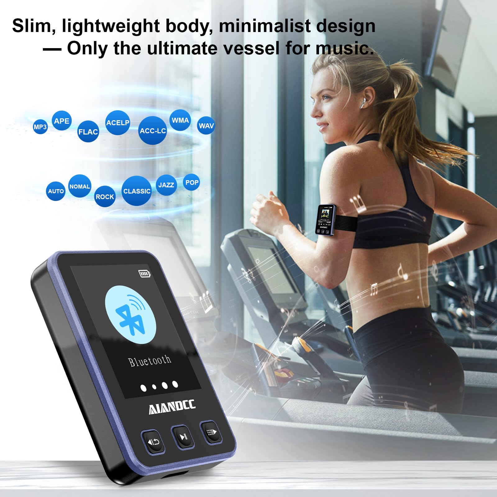 Mp3 Player With Bluetooth 5.3, Hifi Music Player With Sports Clip And Armband, 1.77-Inch Tft Color Screen, 32Gb Mp3 Player For K
