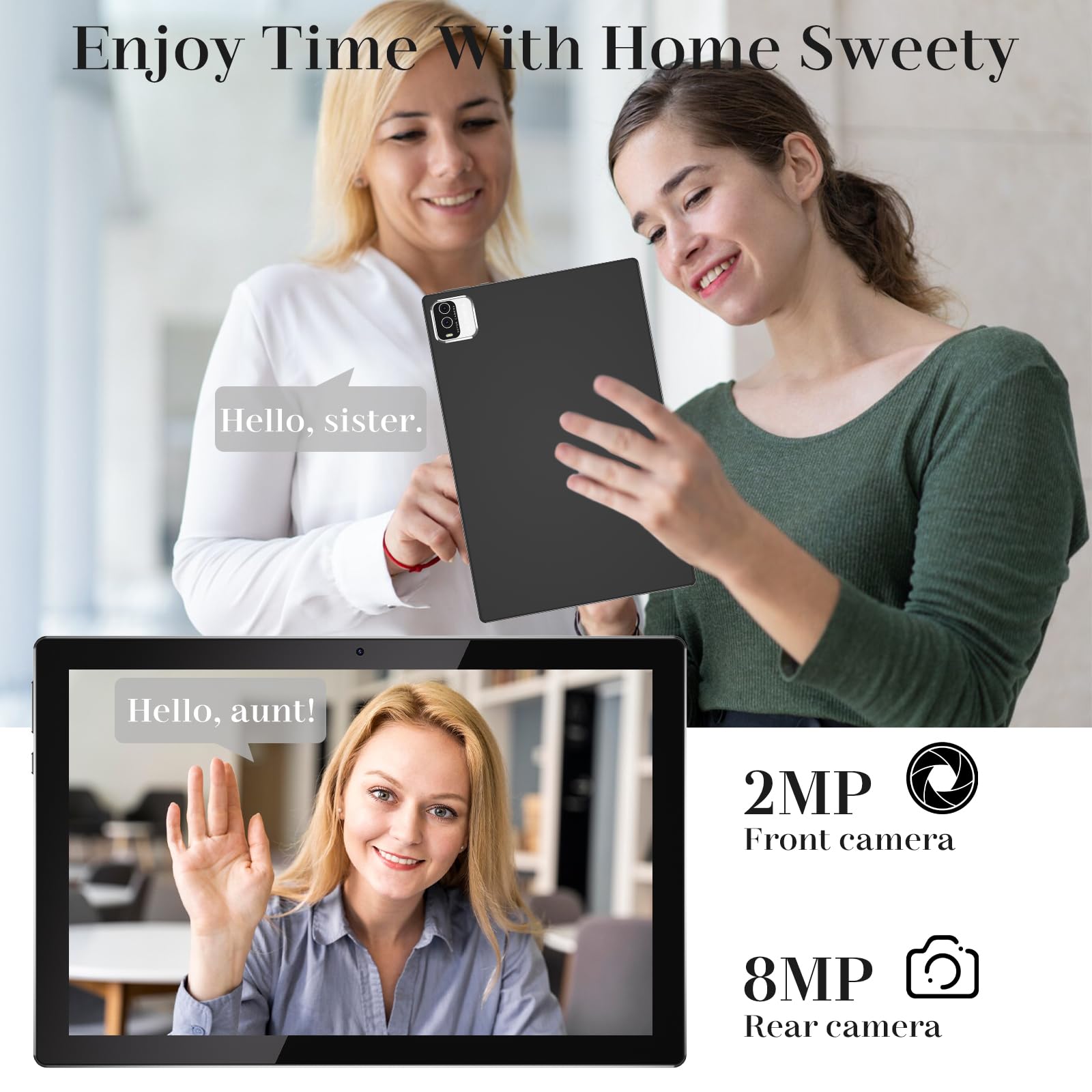 Byandby 2024 Newest 10 Inch Tables,Android 2 In 1 Tablet, Quad Core Processor, 64Gb+4Gb+512Gb Expandable, Wi Fi, Bt, Dual Camera