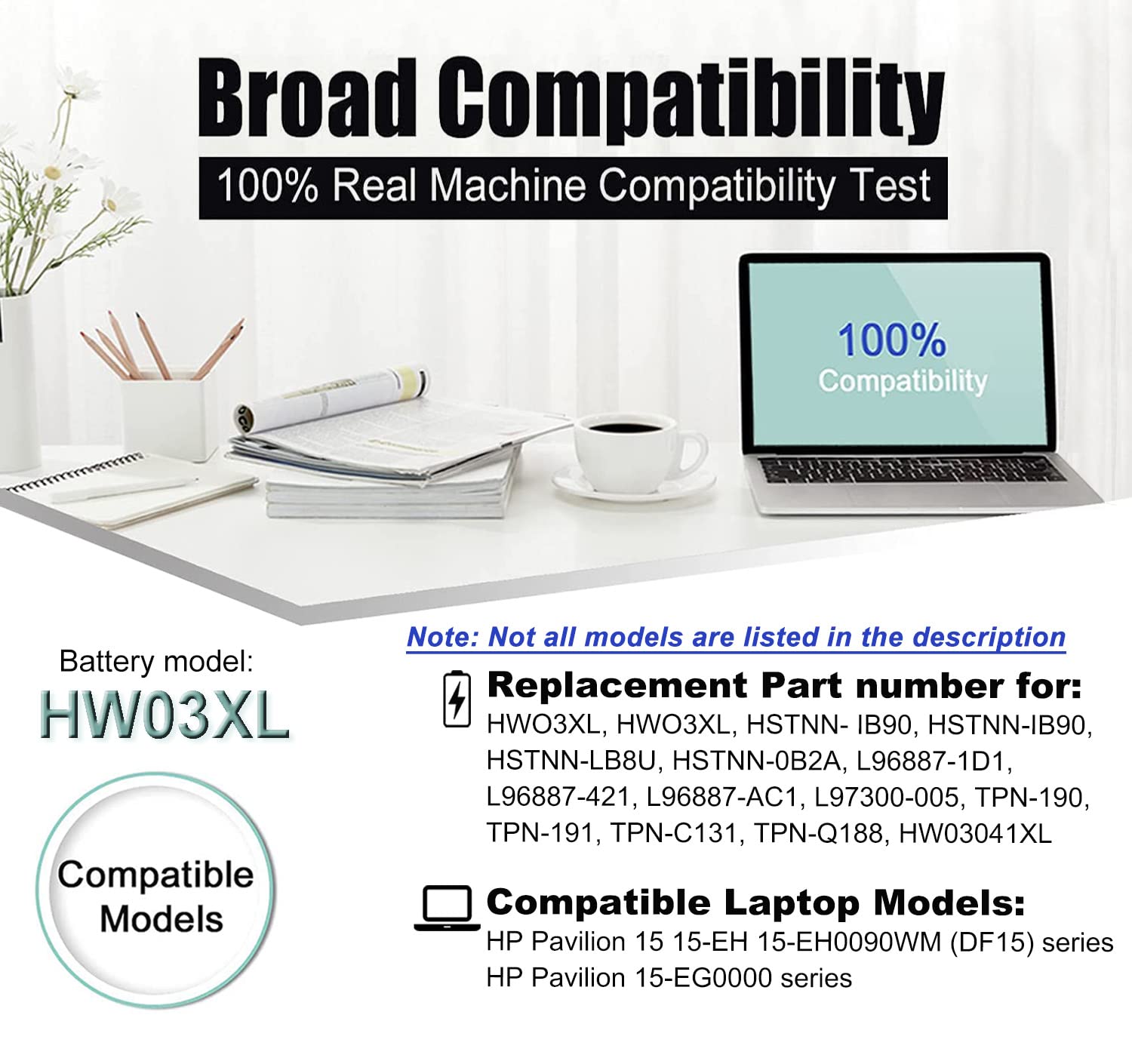 Boweirui Hw03Xl L97300 005 41.04Wh Laptop Battery Replacement For Hp Pavilion 15 Eg 15 Eg00000 15 Eh 15 Eh0090Wm Df15 Series L96