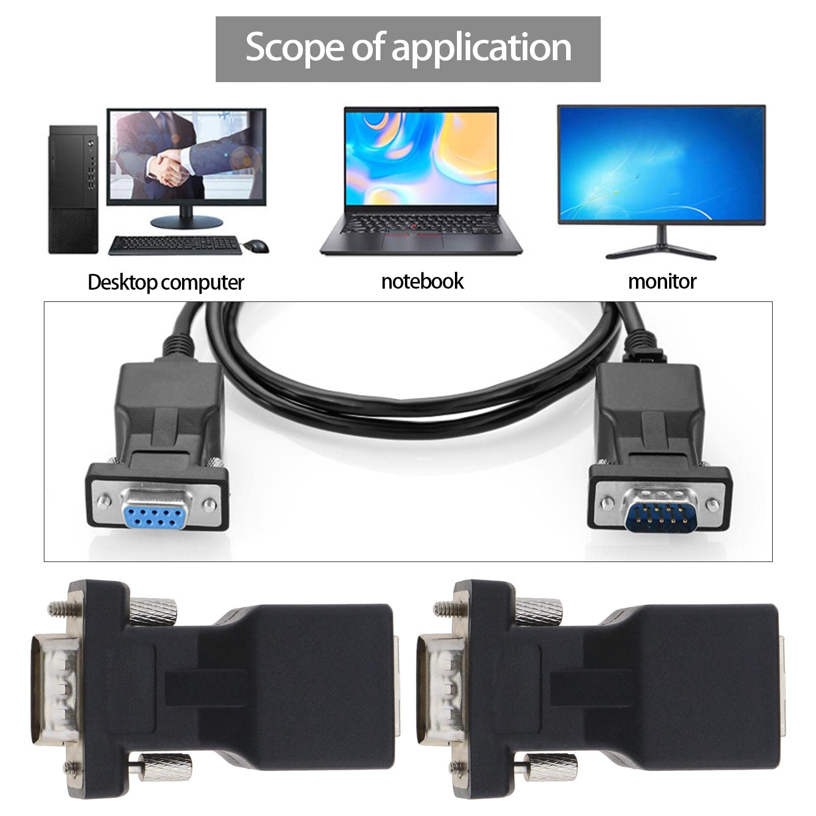 Ecsing 2Pcs 9 Pin Rs232 Db9 To Rj45 Serial Adapter Db9 Male To Rj45 Female Ethernet Converter For Standard 9 Pin D Sub Rs 232 De
