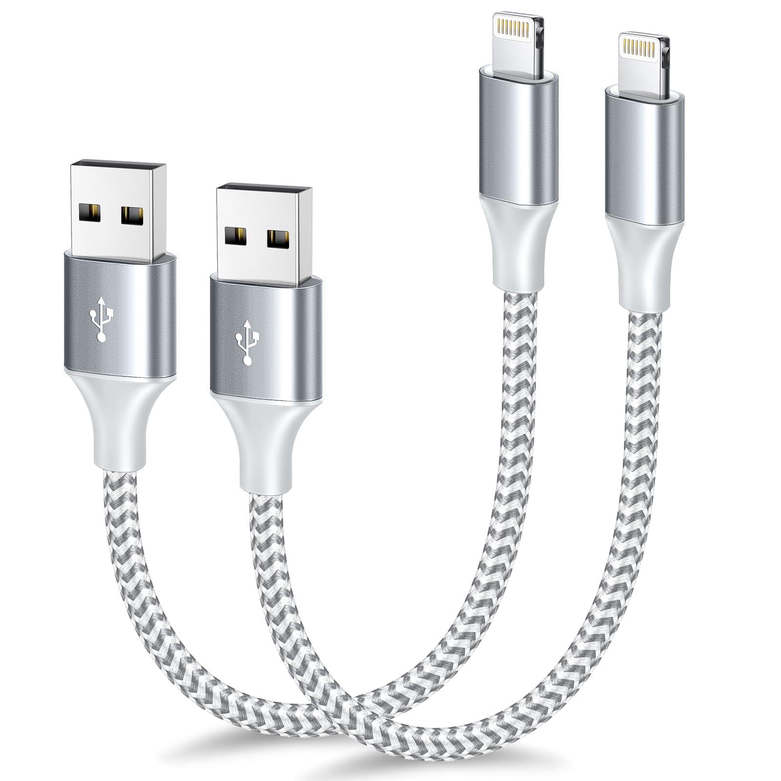 [Apple Mfi Certified] Short Iphone Charger 1Ft 2Pack,Usb A To Lightning Cord Nylon Braided 12 Inch Fast Charging Iphone Cable Co