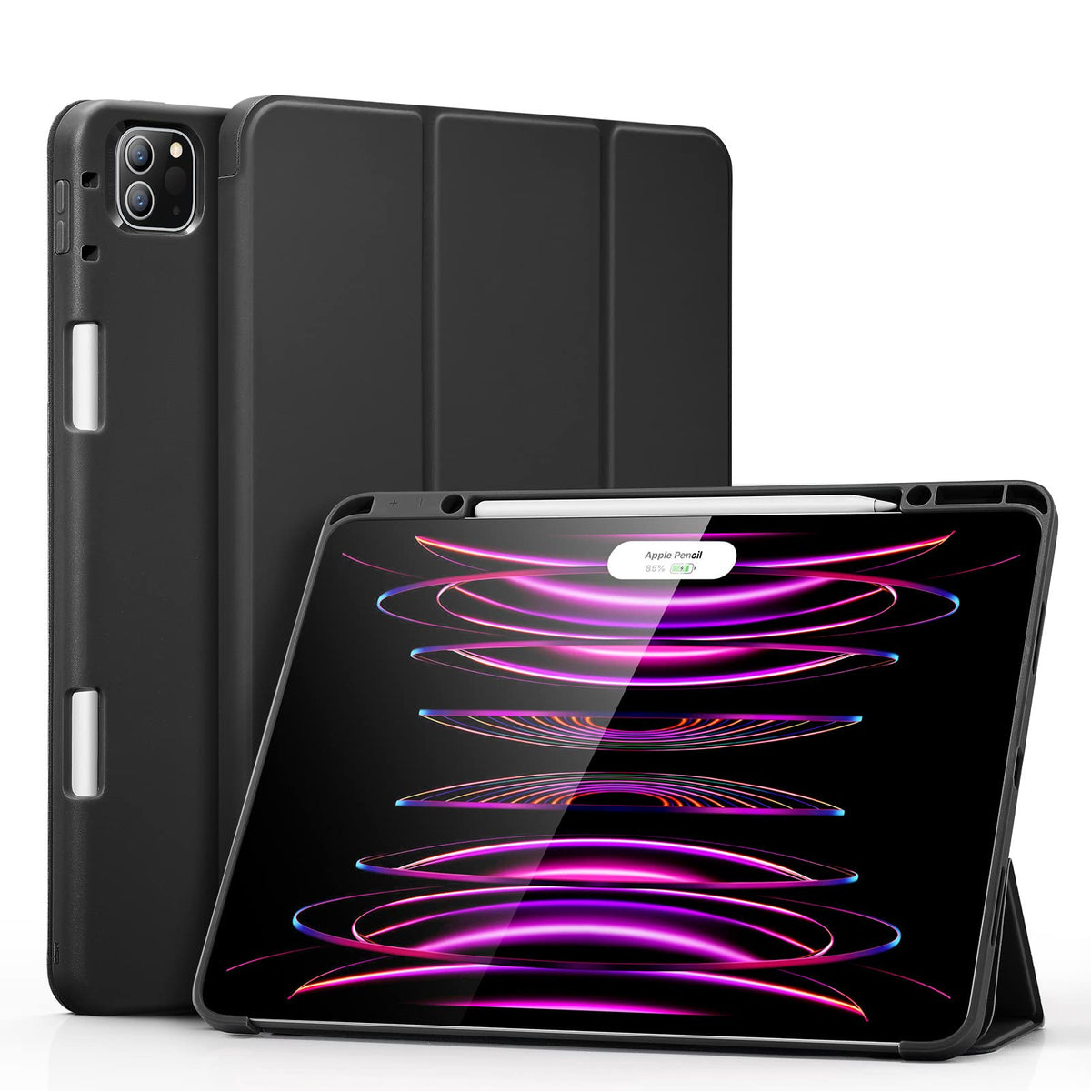 Esr For Ipad Pro 12.9 Case, Trifold Stand Case For Ipad Pro 12.9 Inch (2022/2021) With Flexible Back, Built In Pencil Holder, Pencil 2 Support, Auto Sleep And Wake, Slim And Lightweight, Black