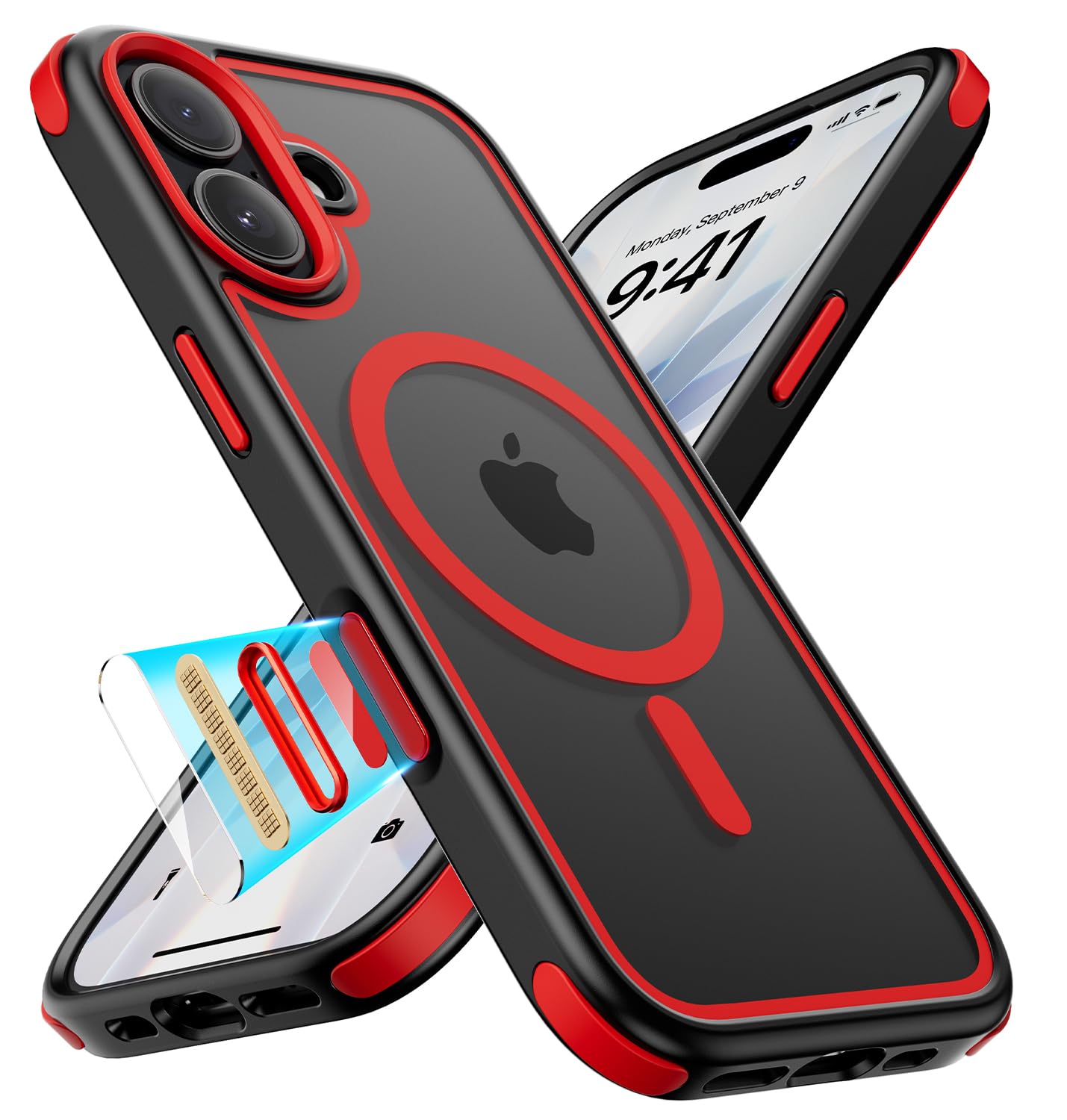 Mobnano for iPhone 17 Case, Compatible with MagSafe, Crystal Clear Case with Magnetic Ring, Multicolor Protective Shockproof Bum