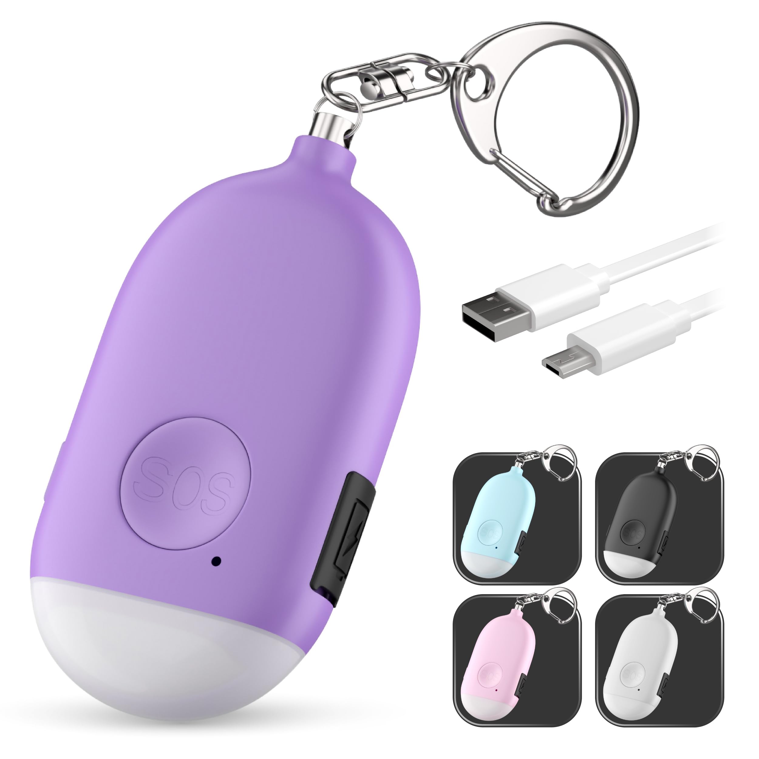 Personal Alarm Keychain For Women Self Defense   Usb Rechargeable 130 Db Loud Safety Siren Whistle With Led Light   Panic Button
