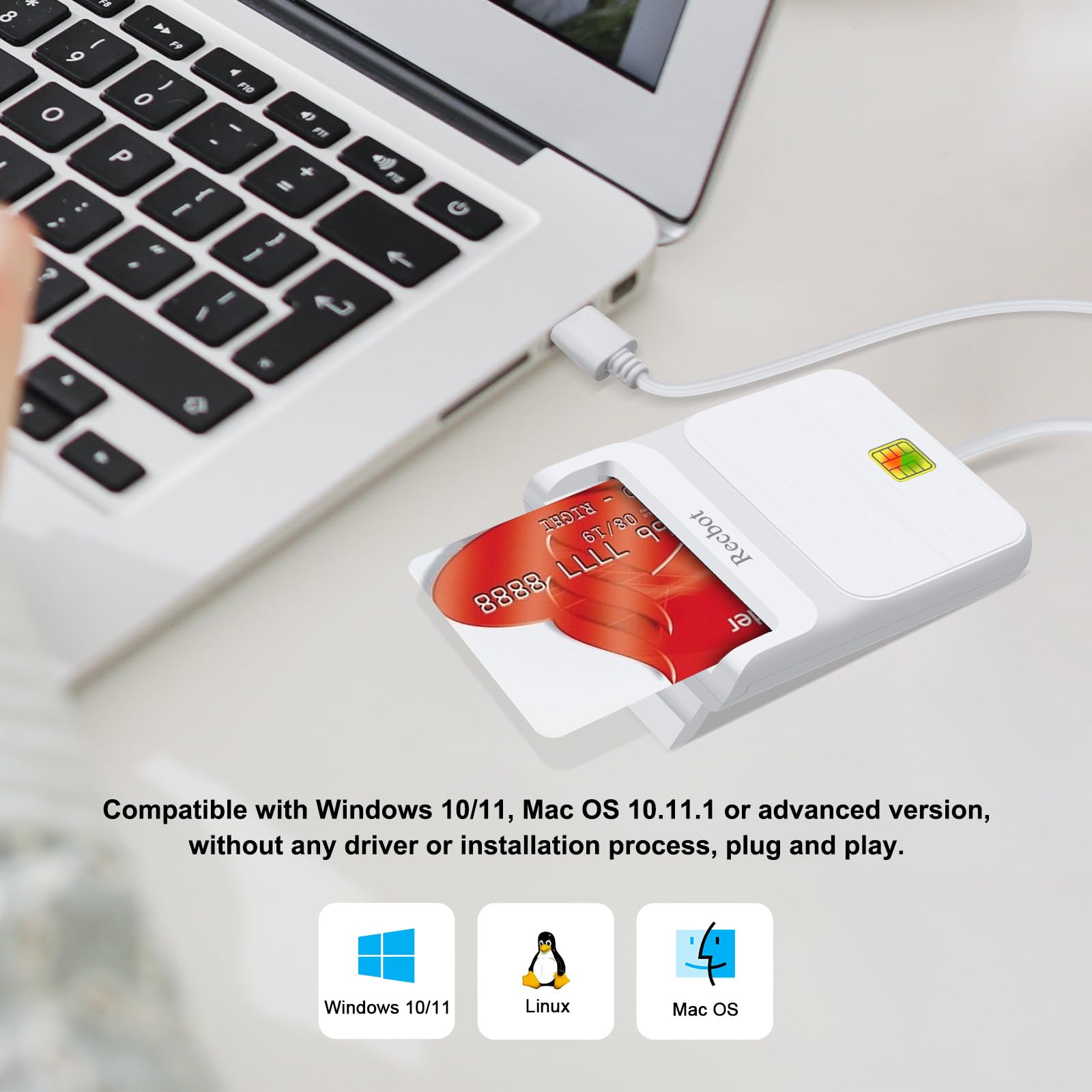 Recbot Cac Card Reader Military, Cac Reader Military, Dod Military Usb Common Access Cac Smart Card Reader, Compatible With Wind
