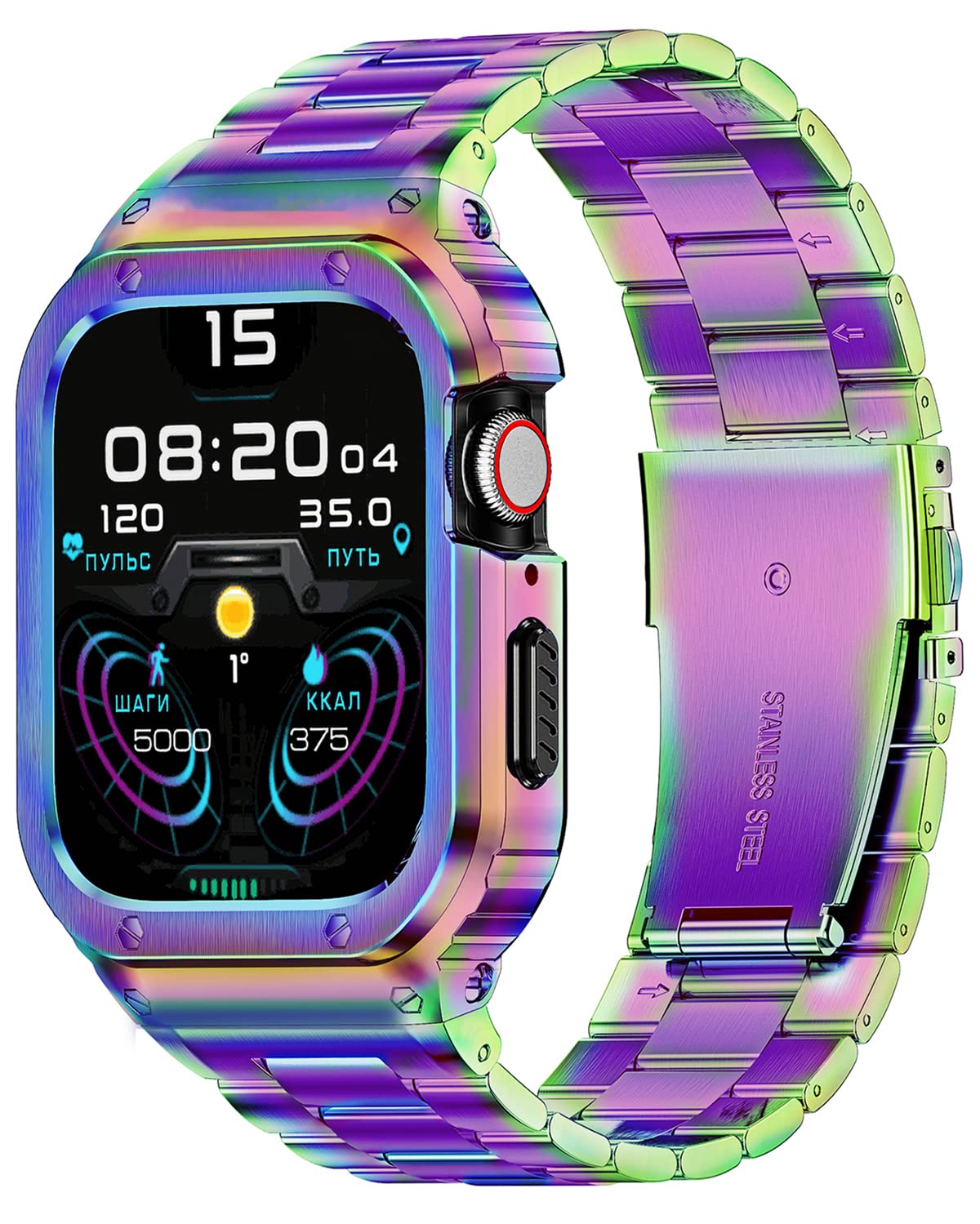 Miohhr Stainless Steel Band And Case Compatible With Apple Watch Band 44Mm 42Mm, Men Metal Protective Bumper Cover For Iwatch Se