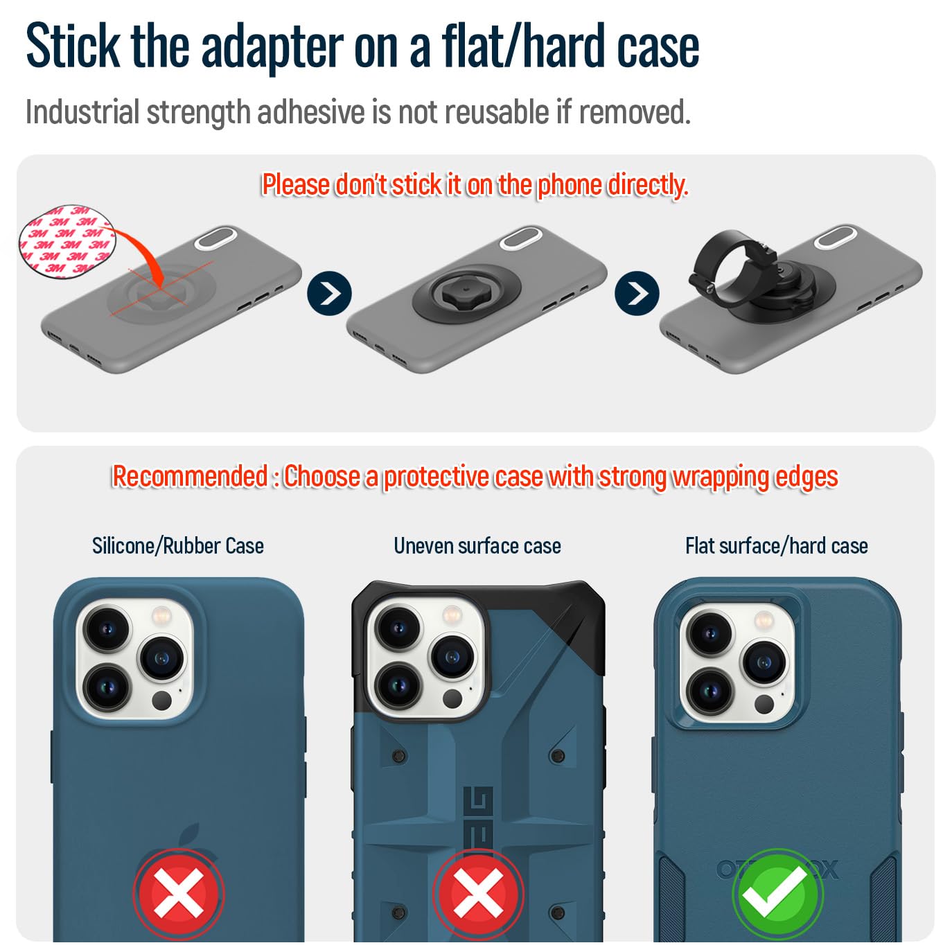 Bike Phone Mount,Motorcycle Phone Holder With Universal Adapter,Out Front Bicycle Handlebar Mount For Mountain Bike,Scooter,Elec