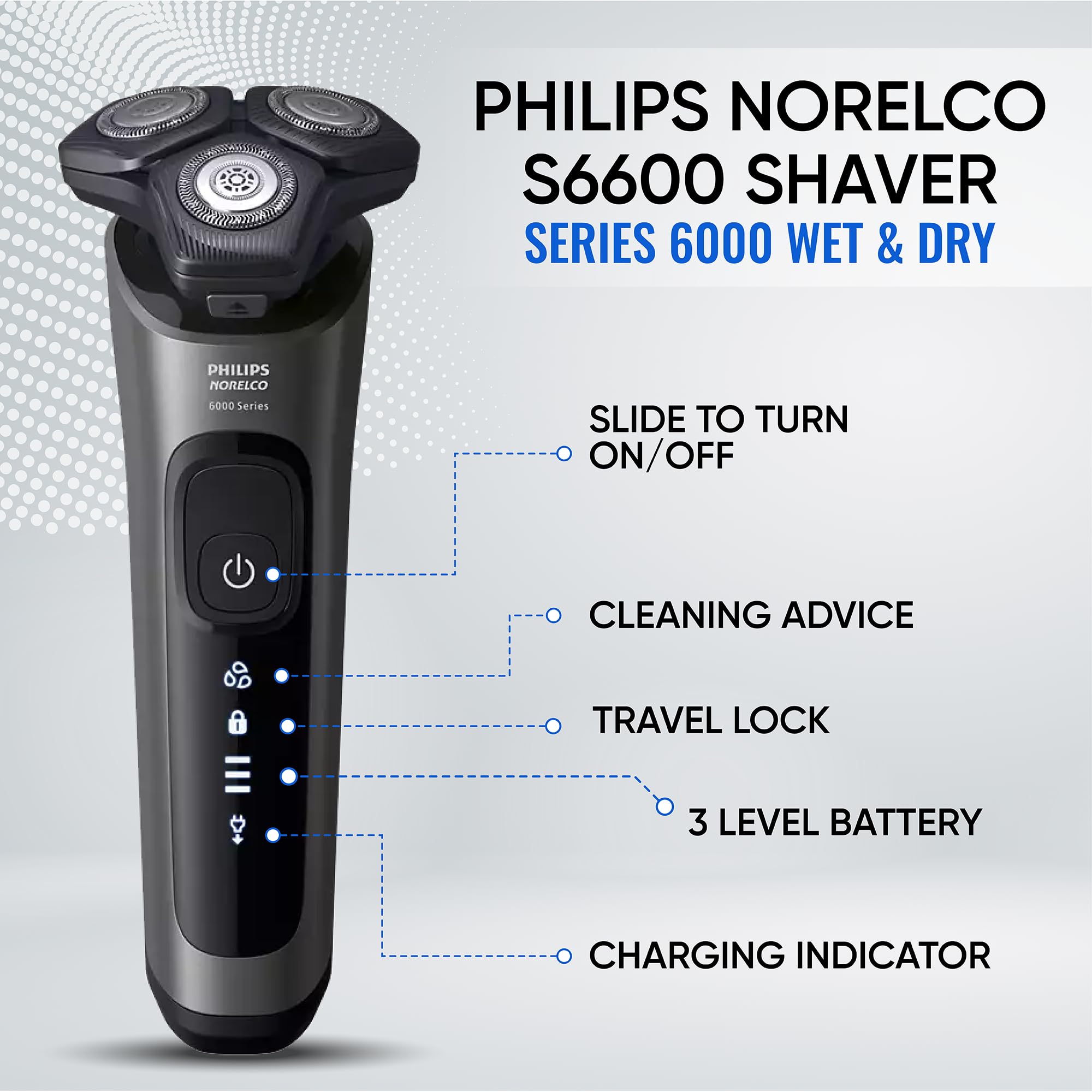 Philips Electric Shavers For Men, Rechargeable Wet/Dry Electric Shaver With Senseiq Technology, Cordless Electric Razors For Men