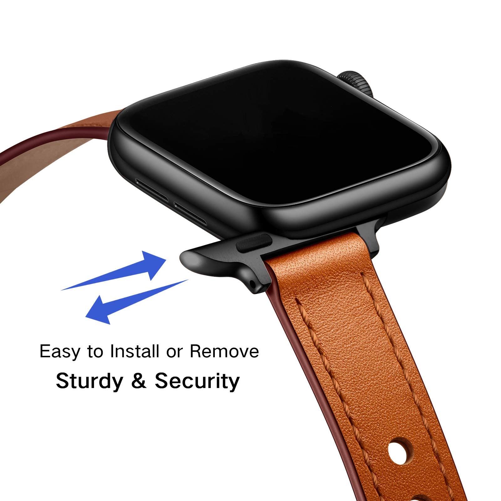 Ouheng Slim Band Compatible With Apple Watch Band 49Mm 45Mm 44Mm 42Mm, Women Genuine Leather Band Thin Strap For Iwatch Ultra 2/