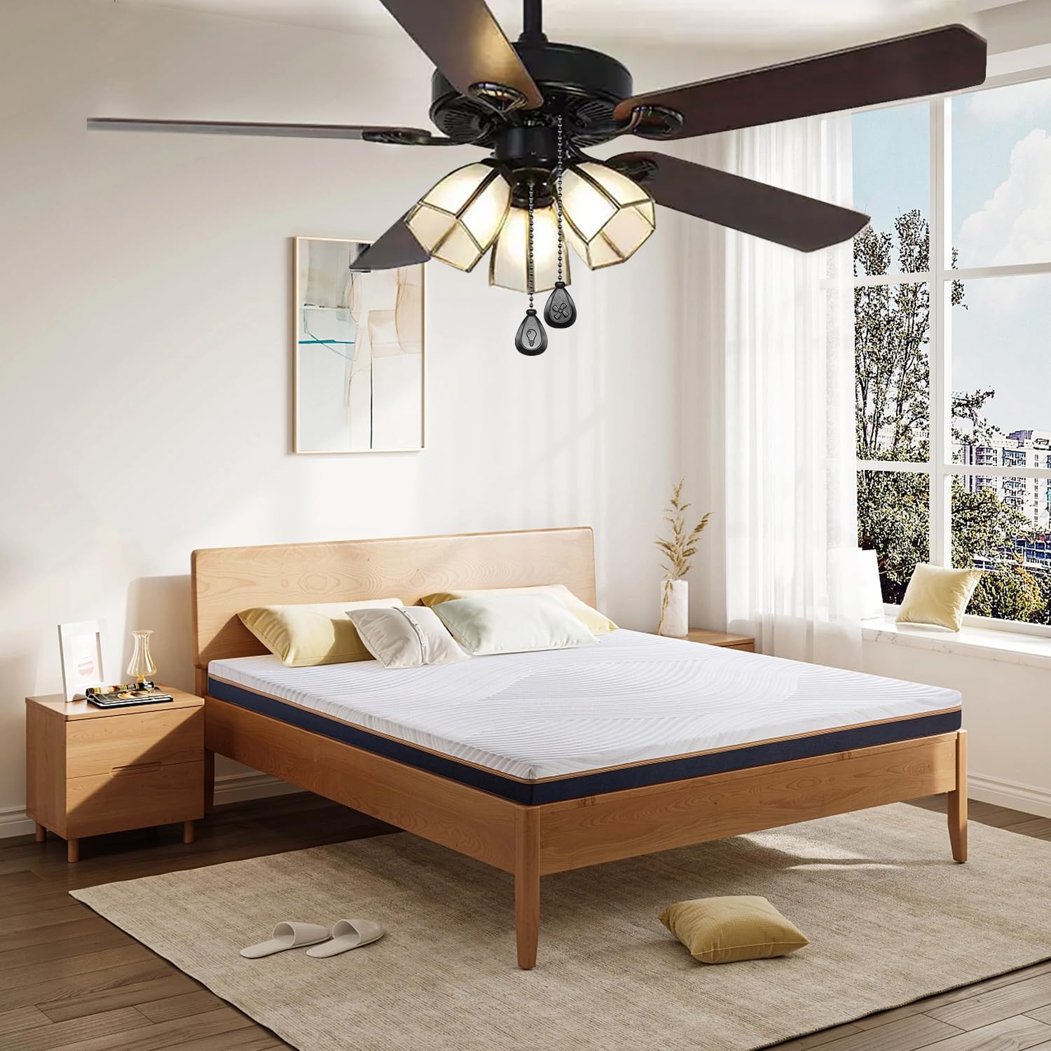 Dotlite Black Ceiling Fan Pull Chain, 2Pcs 12 Inches Decorative Fan Pull Chain Ornaments Extension, 3Mm Diameter Beaded Ball Fan