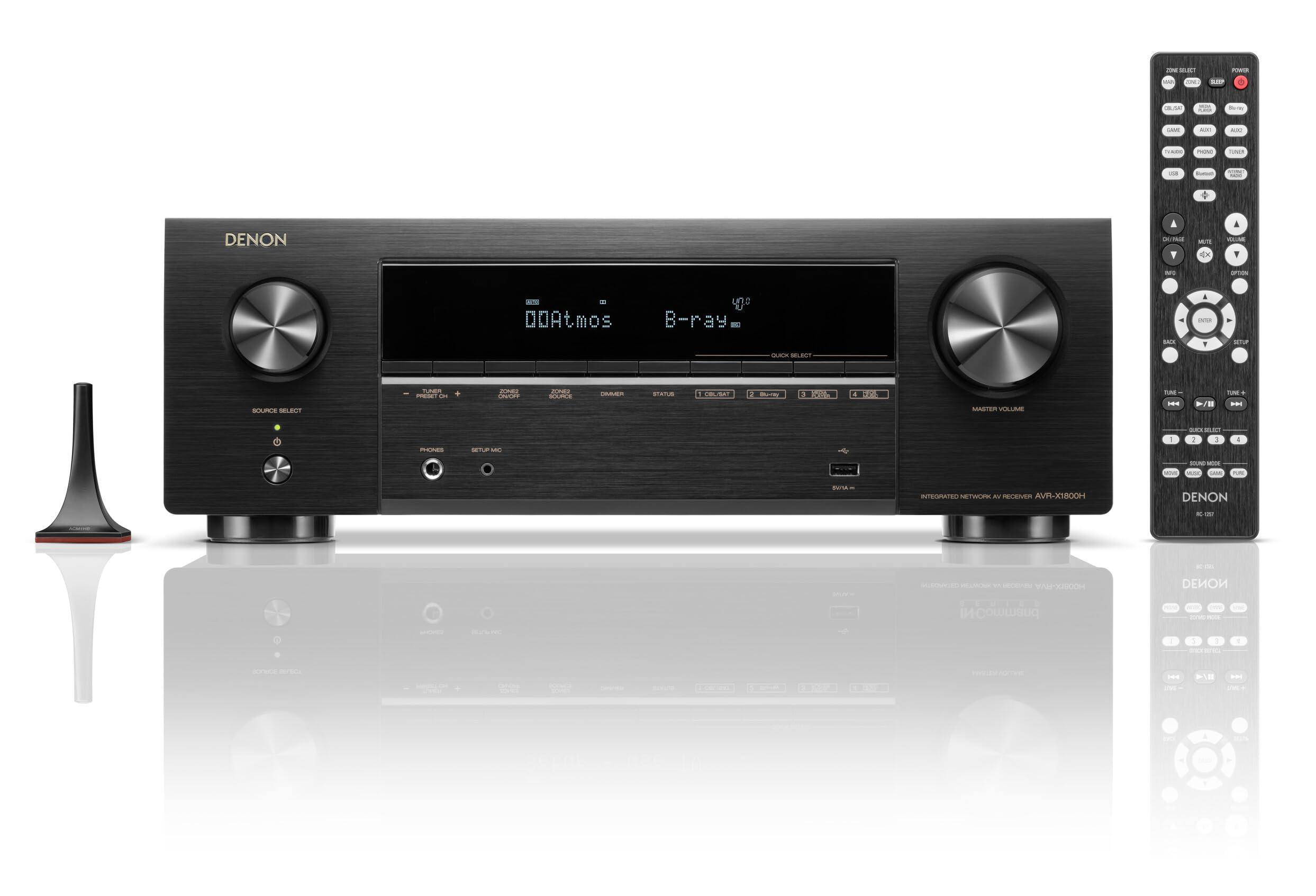 Denon Avr X1800H 7.2 Channel Av Receiver   80W/Channel, Wireless Streaming Via Built In Heos, Wifi, & Bluetooth, Supports Dolby
