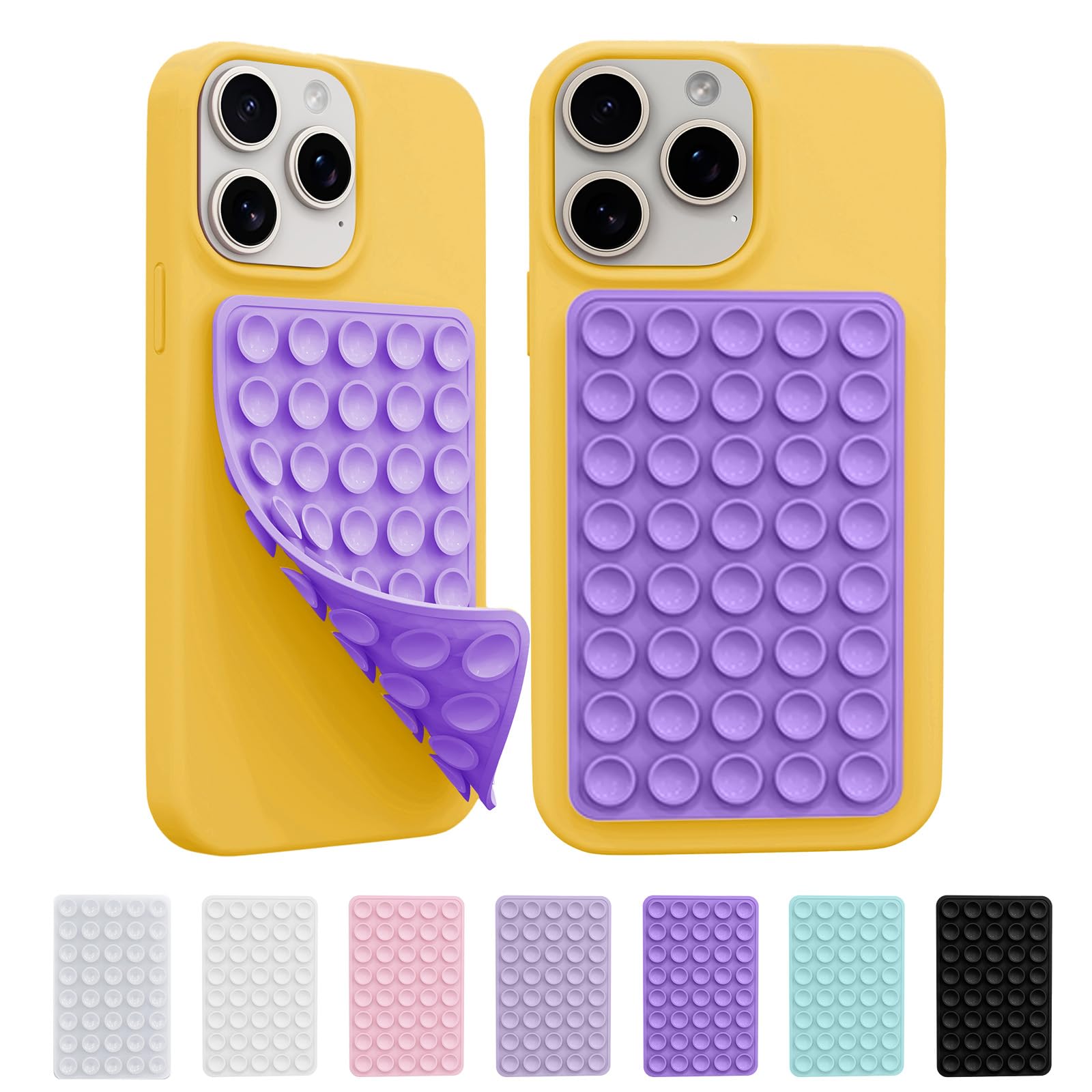 2 Pack Silicone Octo Cup Buddy Sticky Grip Holder For Cellphone, Silicone Suction Cup Phone Case Mount Double Sided, Hands-Free 