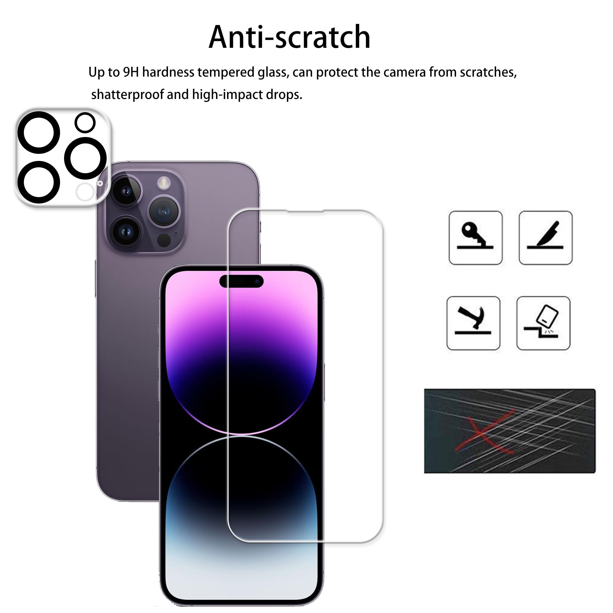 Hkkais Easy Alignment Frame Designed For Iphone14 Pro Tempered Glass Screen Protector 2 Pack Camera Lens Protector Film 2 Pack