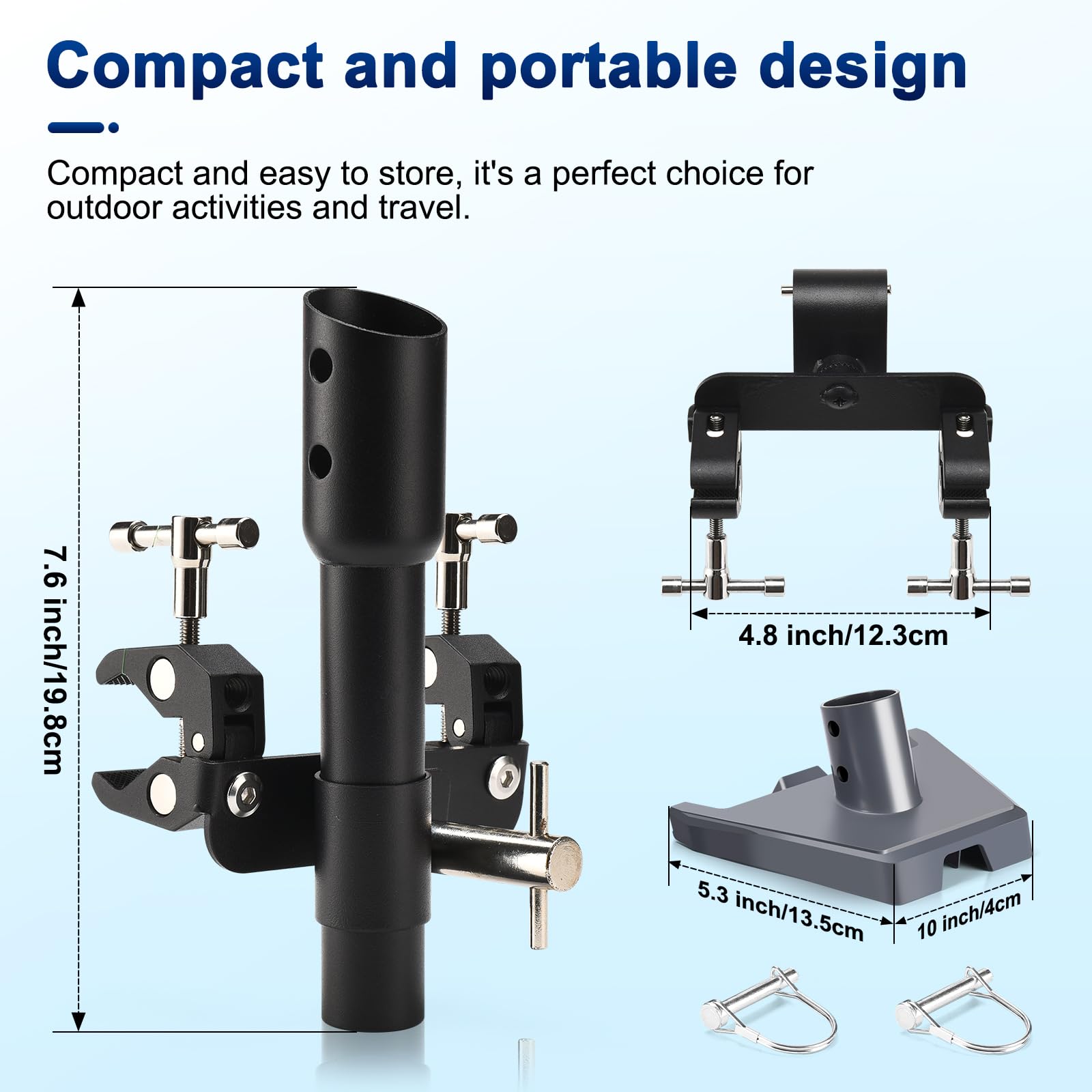 Gadfish Starlink Mini Rv Mount - Adjustable Jig & Pipe Adapter For Pole Rack/Railing/Boat Pole/Roof Mount, Portable Design & Com