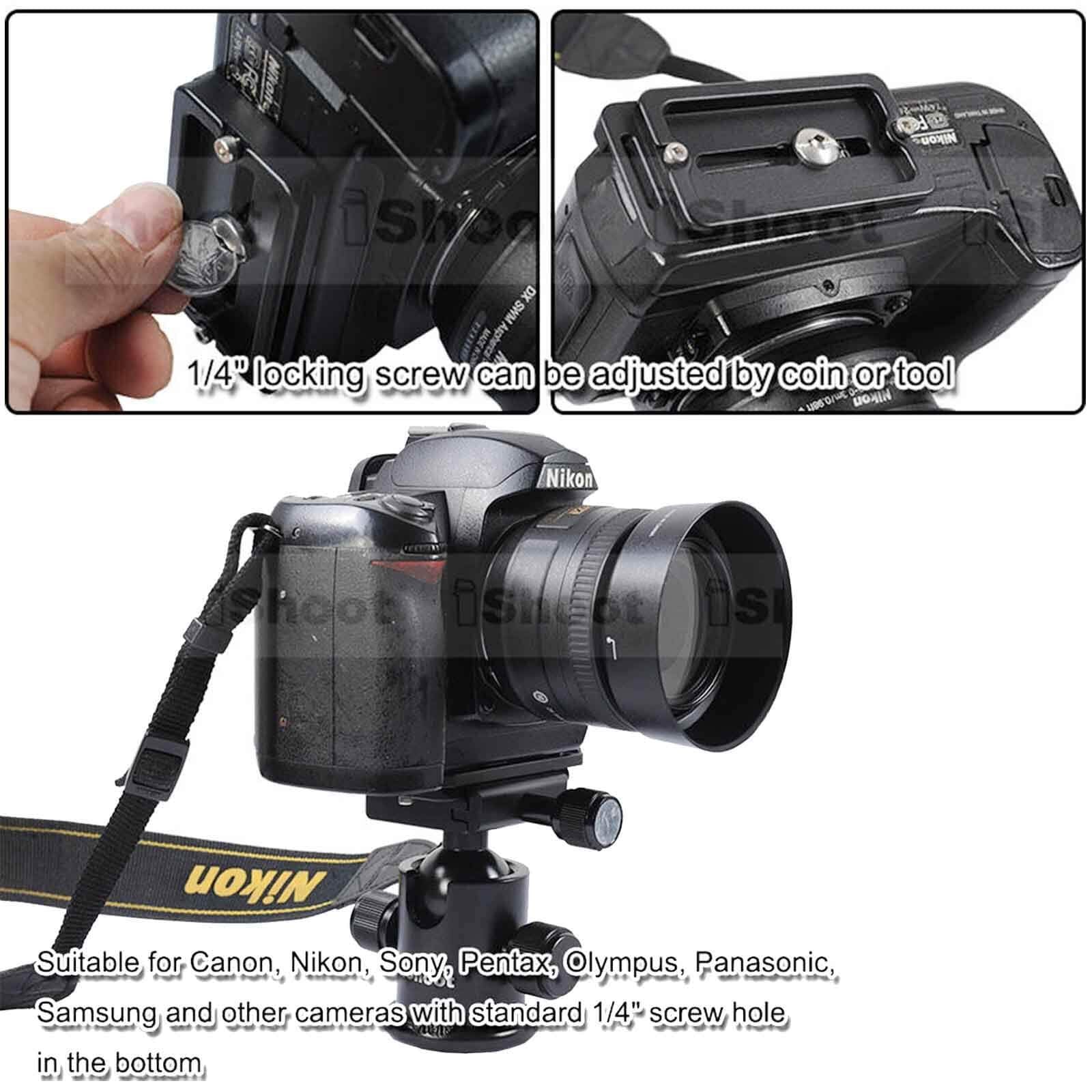 Ishoot All Metal 80Mm Camera Quick Release Plate Qs 80 With 1/4'' Screw Compatible With Arca Swiss Fit Tripod Ball Head Panning