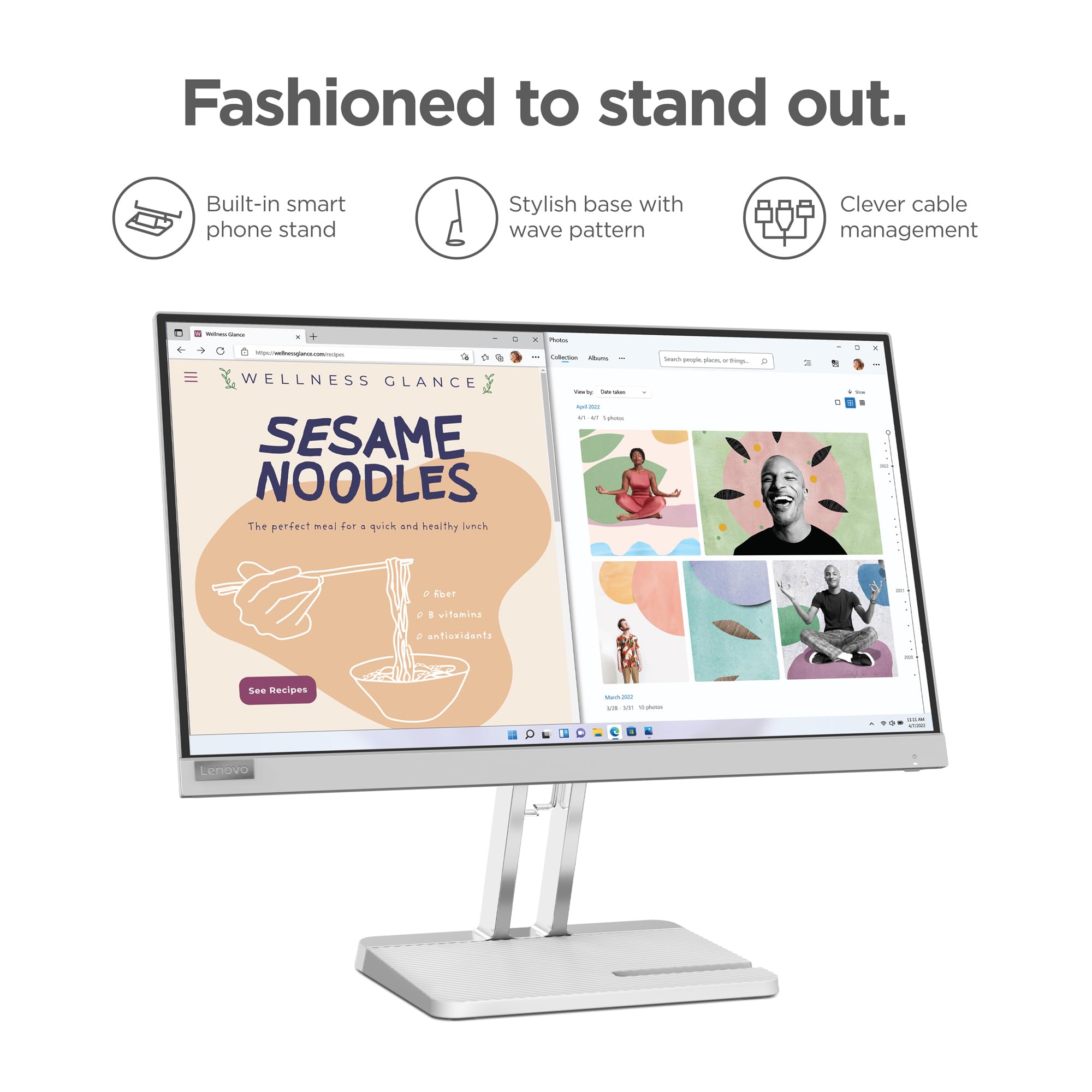 Lenovo L22E-40 Monitor, 21.45    Fullhd Resolution, 250 Nits Brightness, 75Hz Refresh Rate, Amd Freesync, Hdmi And Vga Ports, Ti