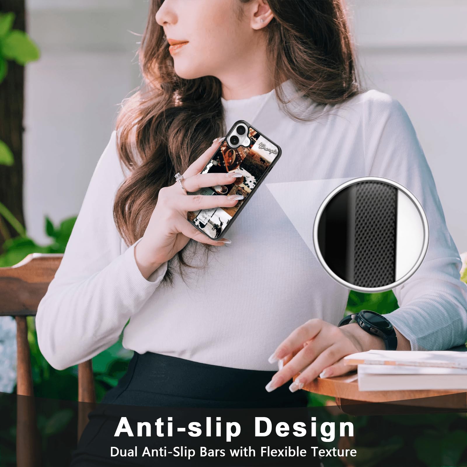 Onemiliayears Cool Cowboy Cowgirl Horse Phone Case, Hippie Western Iphone 16 Plus Case, Non-Slip Design, Soft Silica Gel Frame S