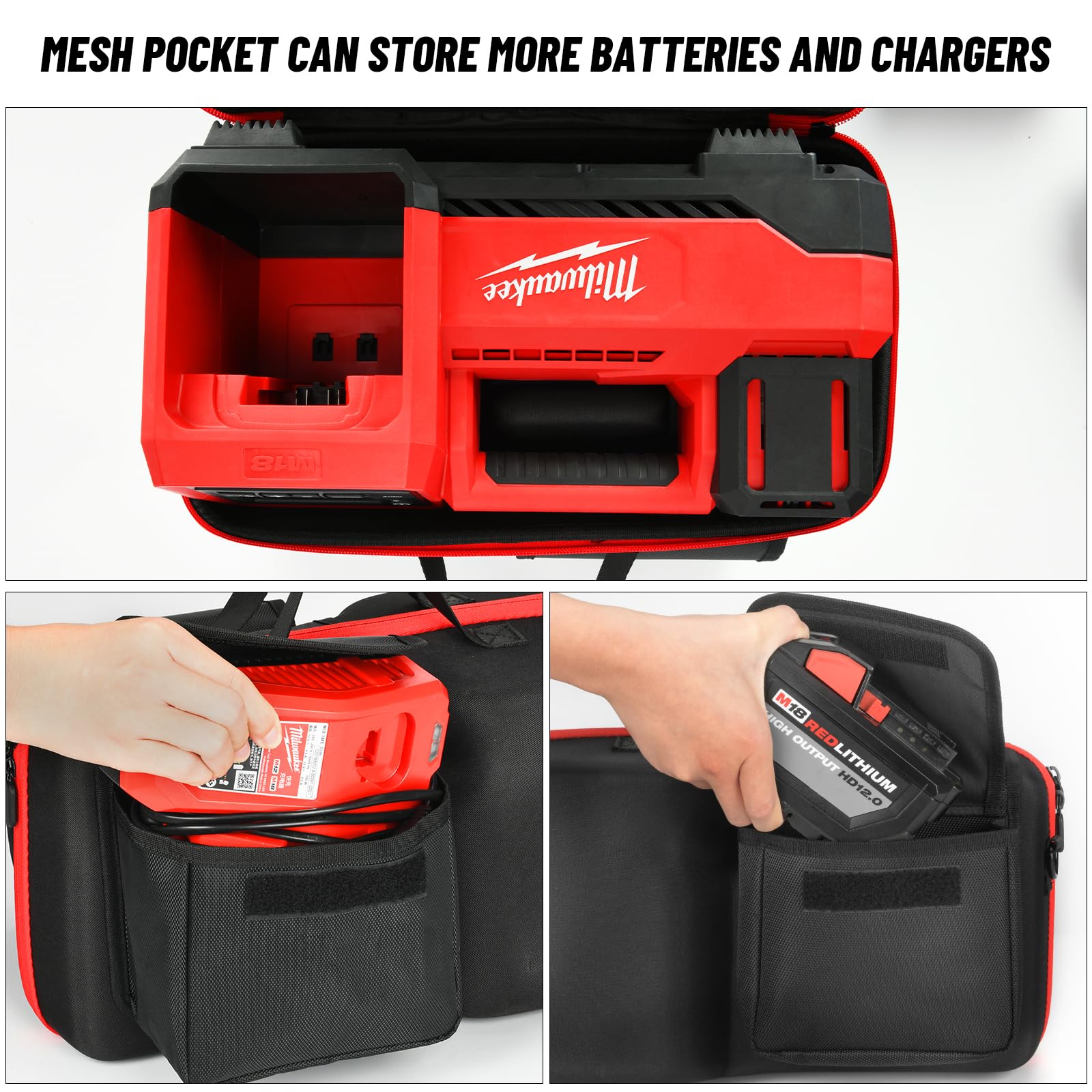 Air Compressor Bag For Milwaukee Inflator 2848 20, Air Pump Storage Carrying Box With Mesh Pockets For Milwaukee M18 Tools, Hold