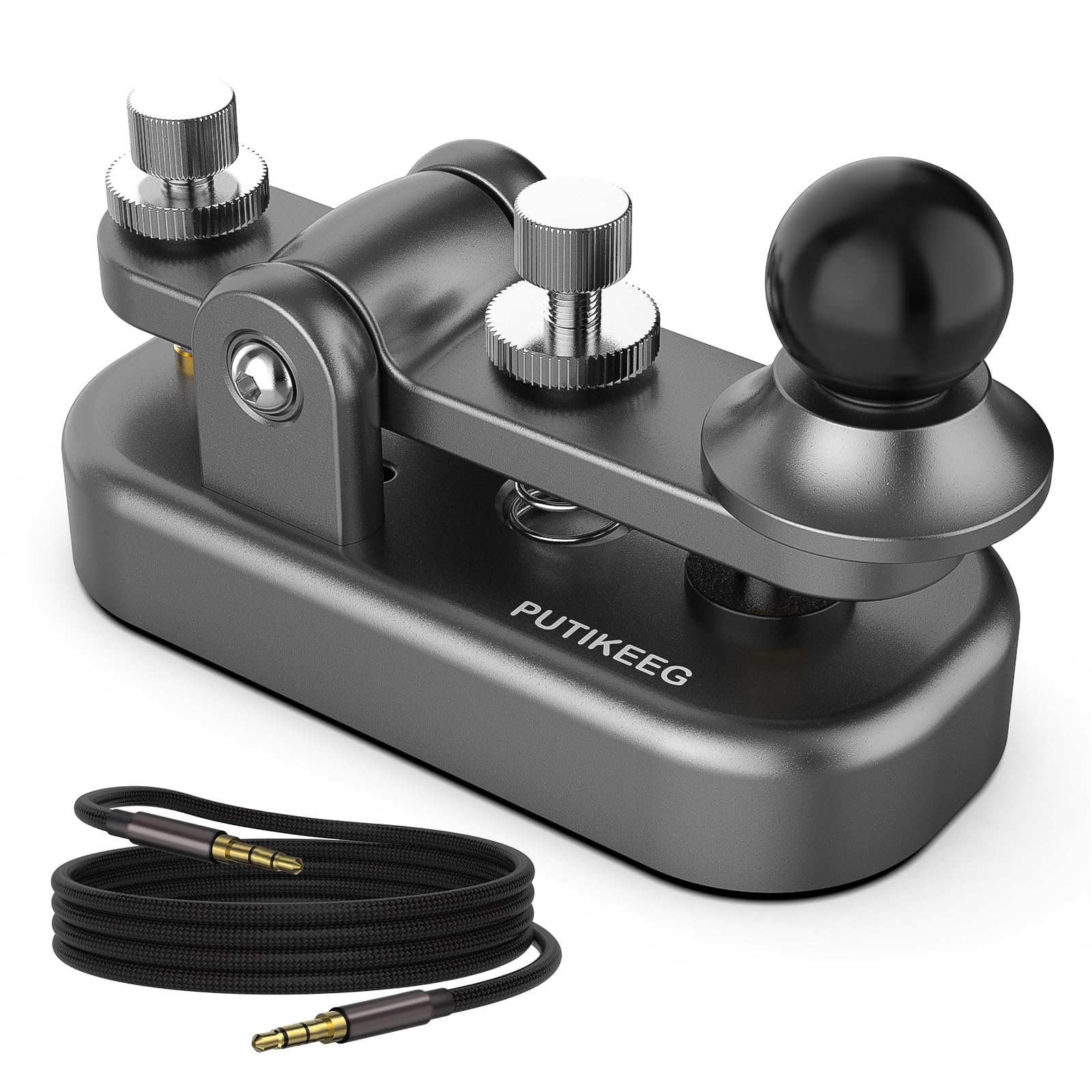 Mini Morse Radio Key Cw Ham Send Telegram Double Paddle Morse Code Key With Aluminum Alloy Body Base Grey(S)