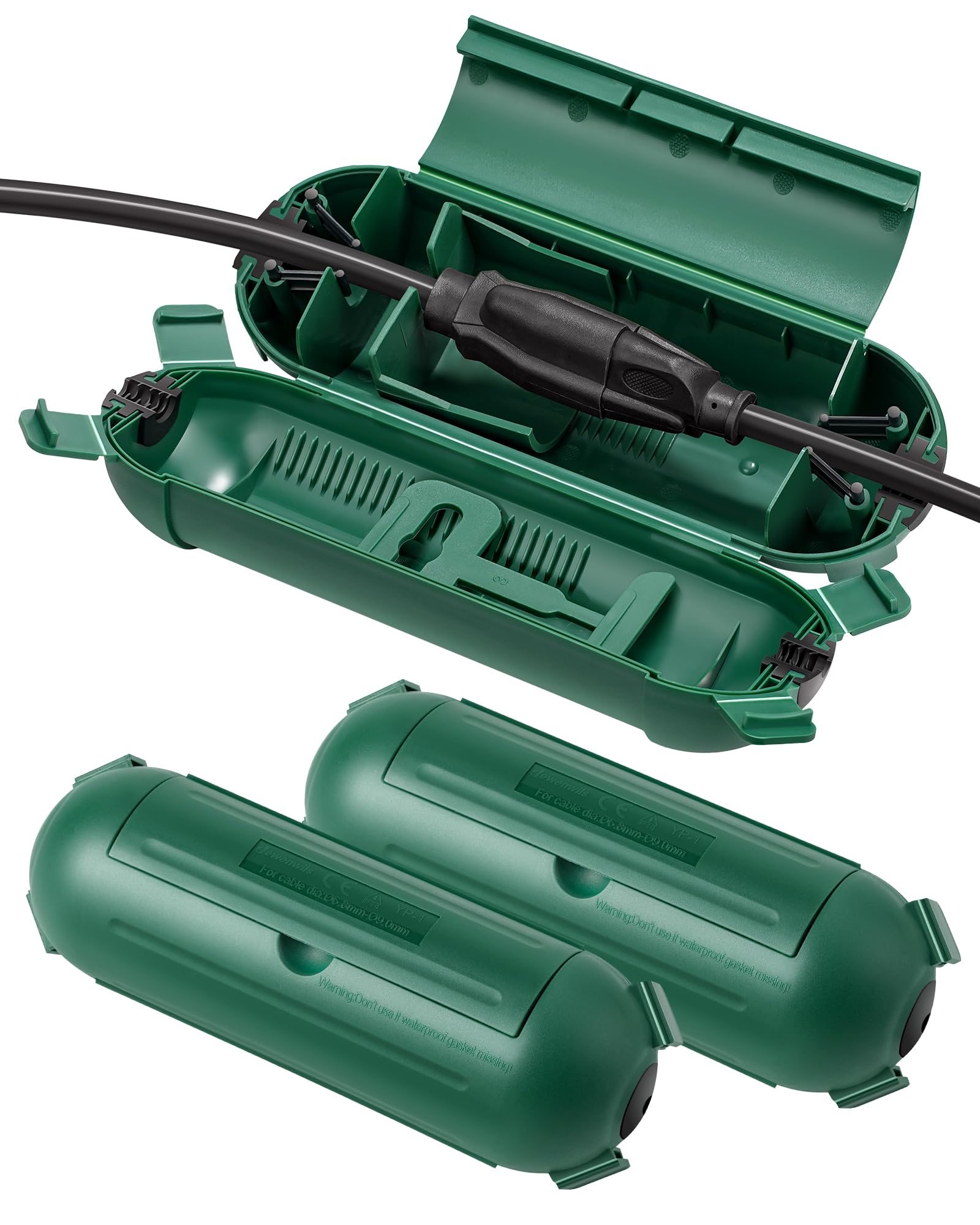 Dewenwils 3Pack Outdoor Extension Cord Cover, Waterproof Connection Protector With 4 Seal Latches, Adjustable Compartment For Aw