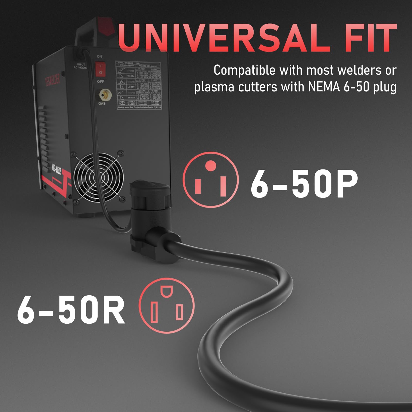 Yeswelder 40Ft 250 Volt Welder Extension Cord 10 Awg Power Extension For Welding Machines