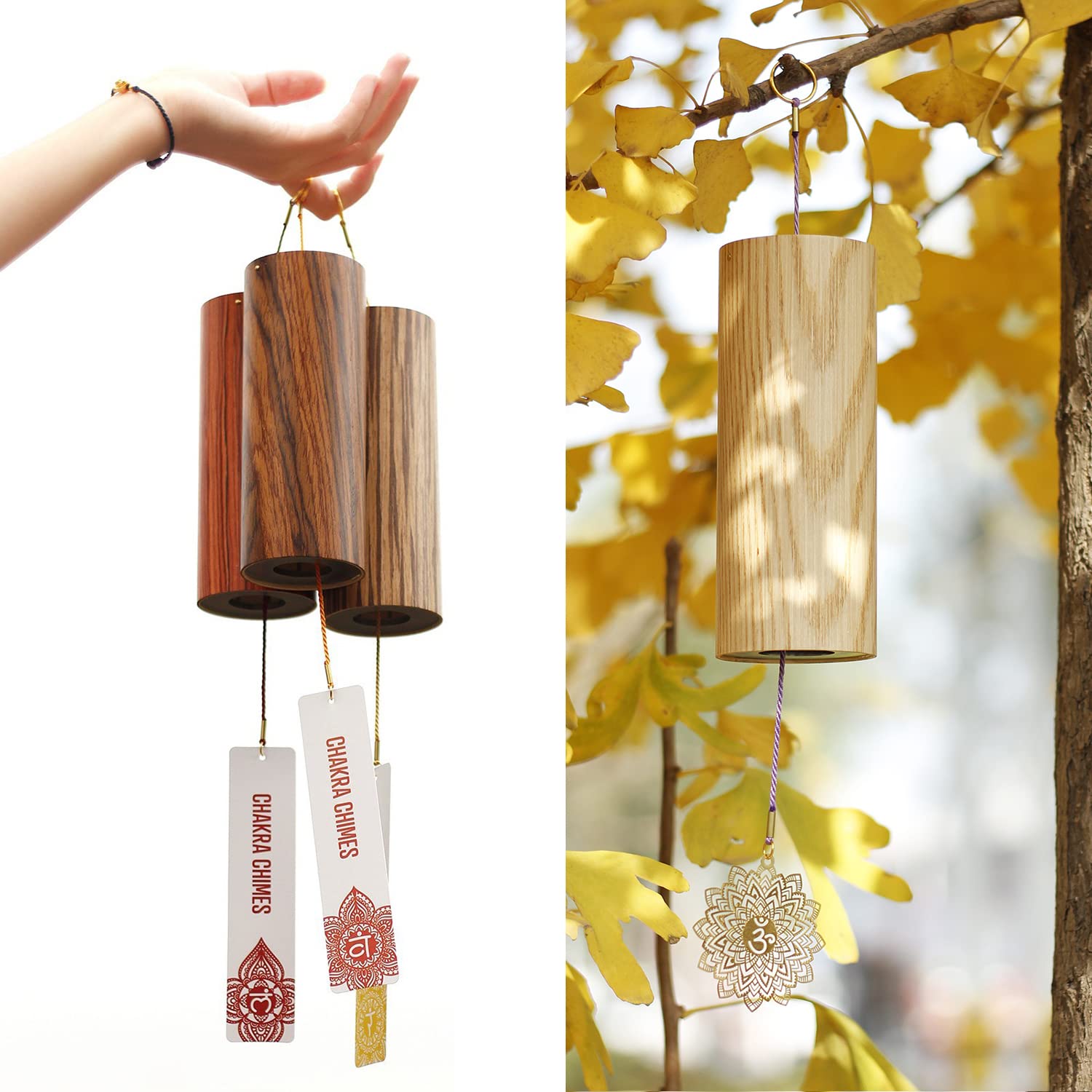 Mowind Chakra Chimes Natural Bamboo Wind Chimes Meditation Chord Windchime Wind Bell For Home Decoration Zen Mindfulness Crown C