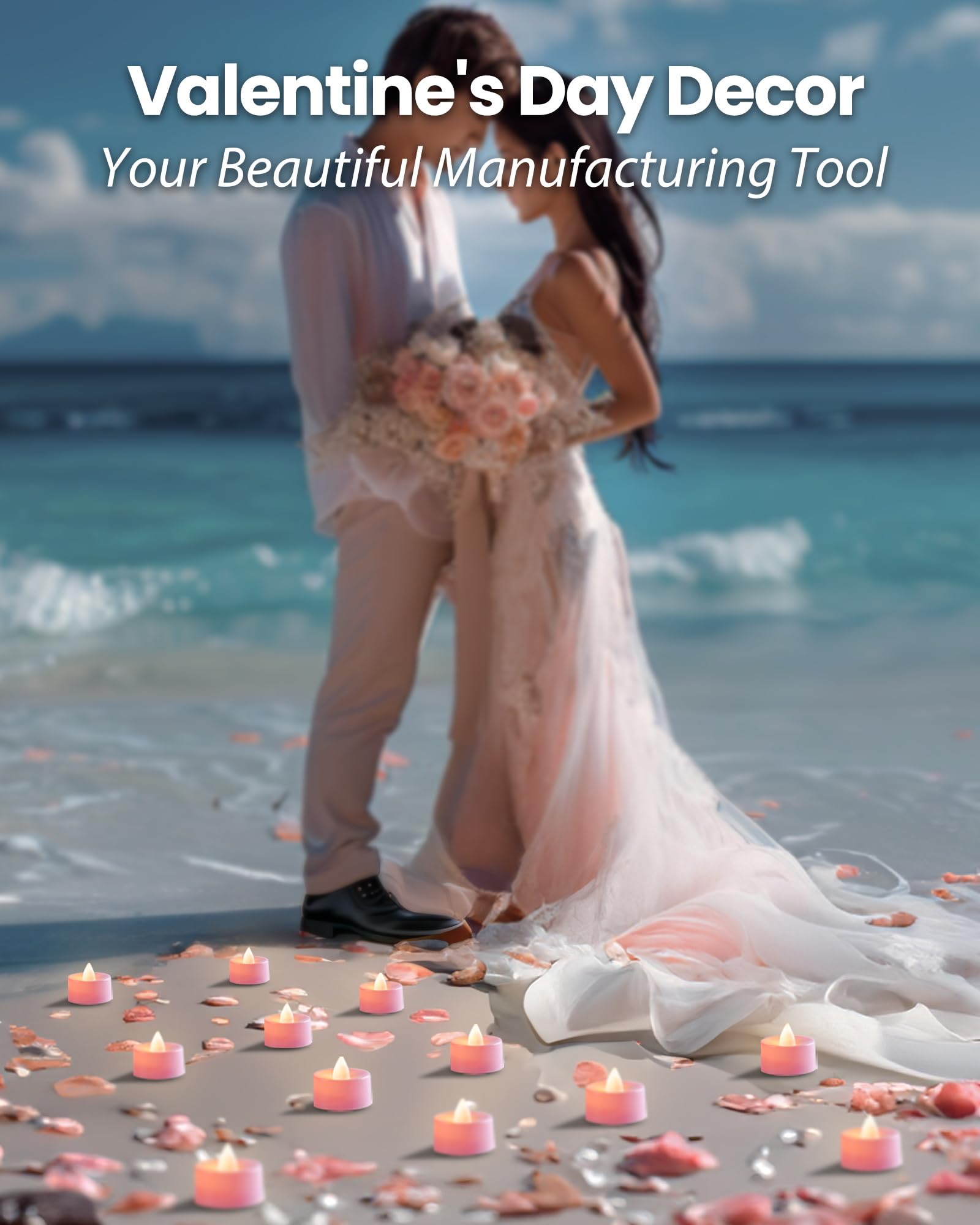 Amagic Pink Led Tea Lights Candles, 24 Pack Battery Operated Flameless Tea Lights, Long Lasting Colored Tealights Candles For Th