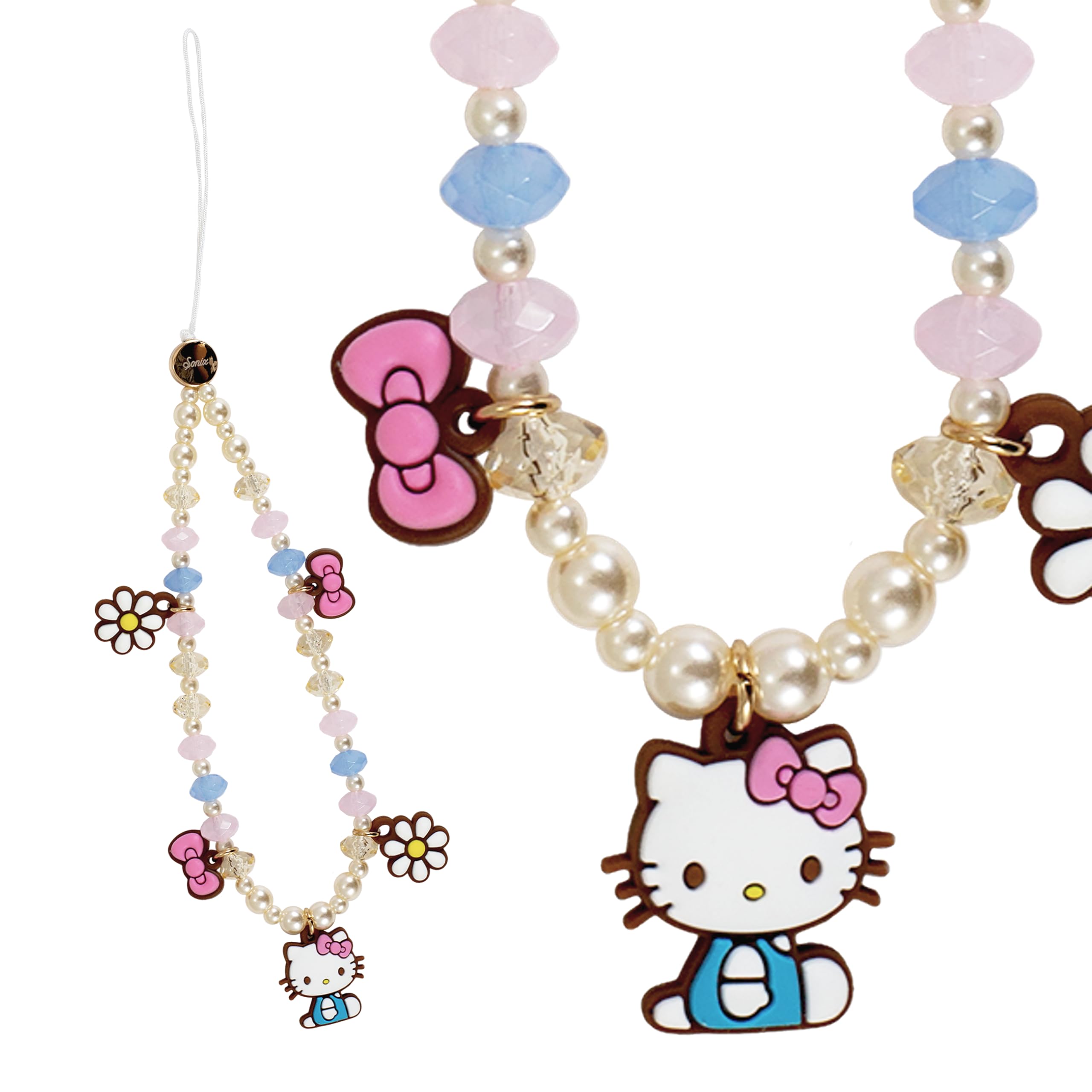 Sonix x Sanrio Beaded Phone Charm | Beaded Wristlet, Universal Phone Strap, and Detachable Cell Phone Lanyard with Silicone Char