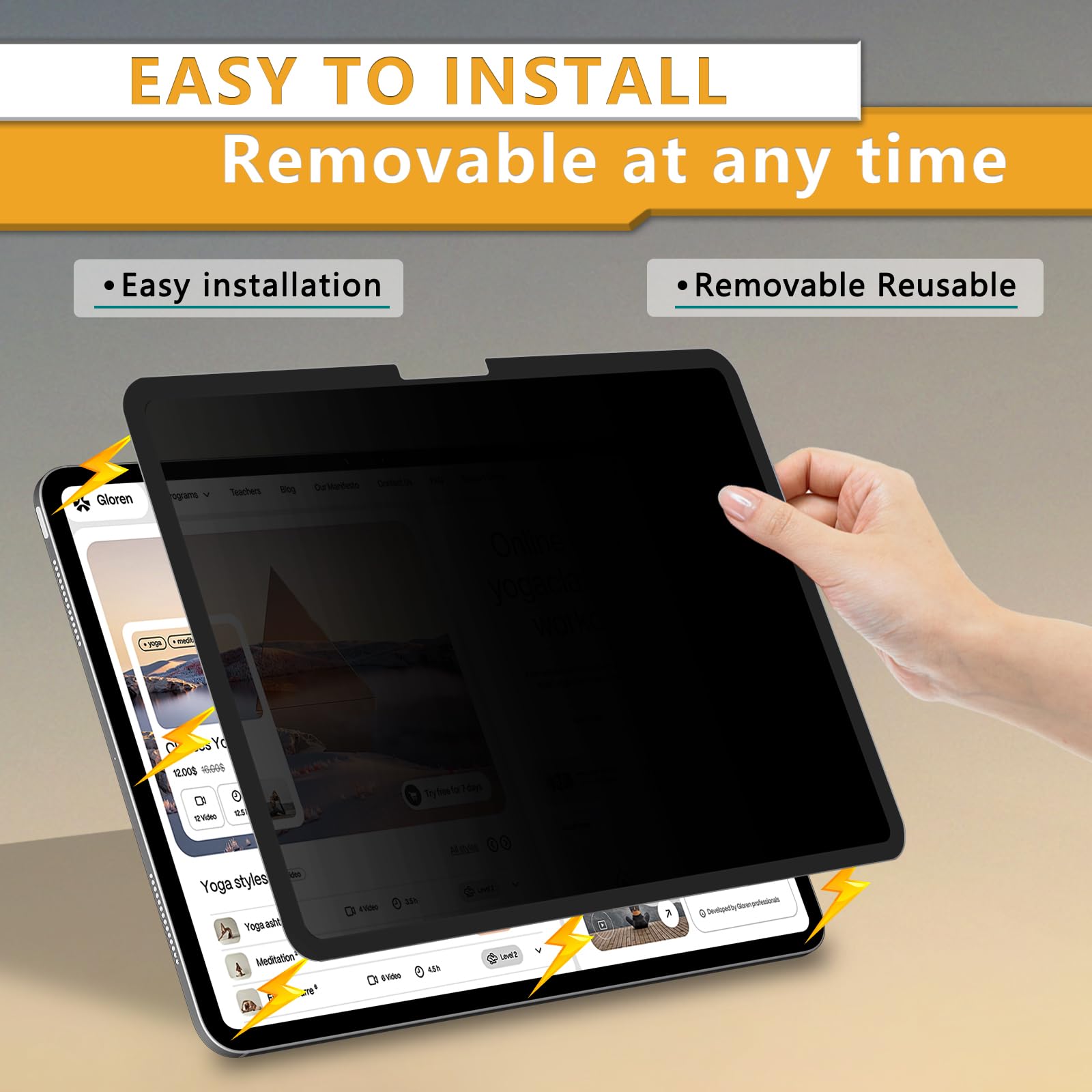 Zoegaa Ipad Air 13 Inch Privacy Screen (2024 M2 Chip), Removable & Reusable Ipad Air 13 Inch Screen Protector, Anti Spy Privacy