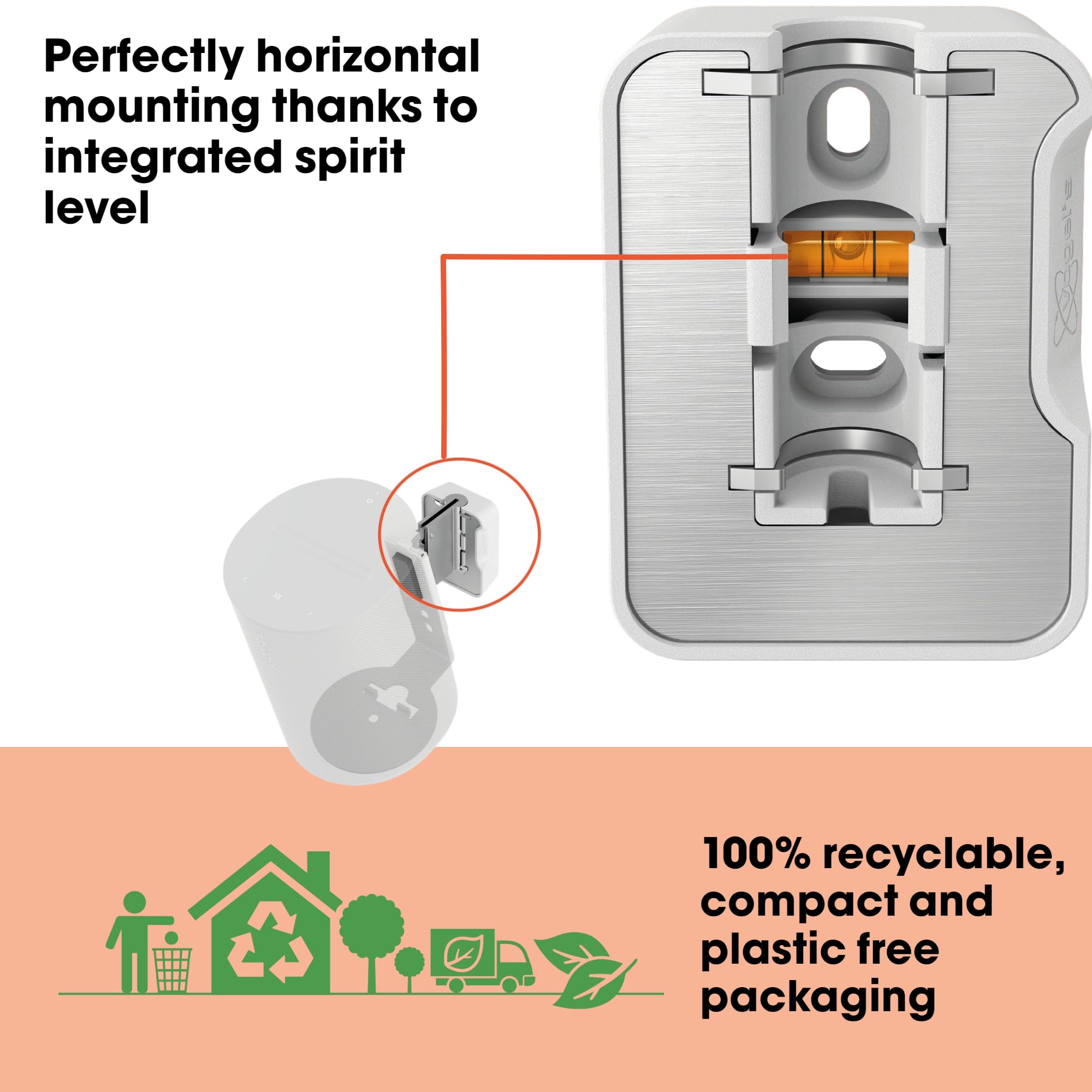 Vogel'S Swm 4111 Speaker Wall Bracket For Sonos Era 100, Max. 11 Lbs (5 Kg), Tiltable  30/+30, Swivels Up To 70 (Left/Right), Wh