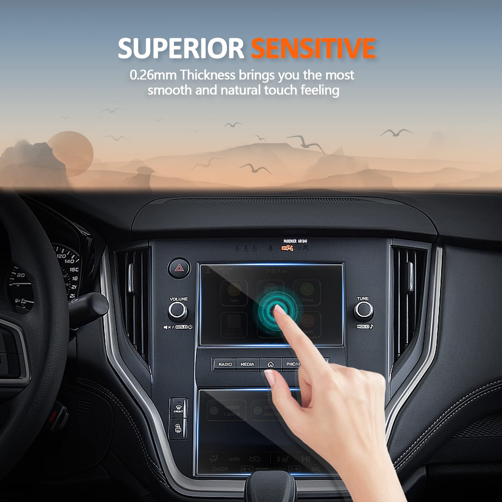 Cdefg (2Pcs Tempered Glass Screen Protector For Subaru Outback/Legacy/Wrx 2023 2022 2021 (7 Inch) Multimedia Navigation Touch Screen, Gps Infotainment Display Glass Protective Film (2Pcs 7 Inch)