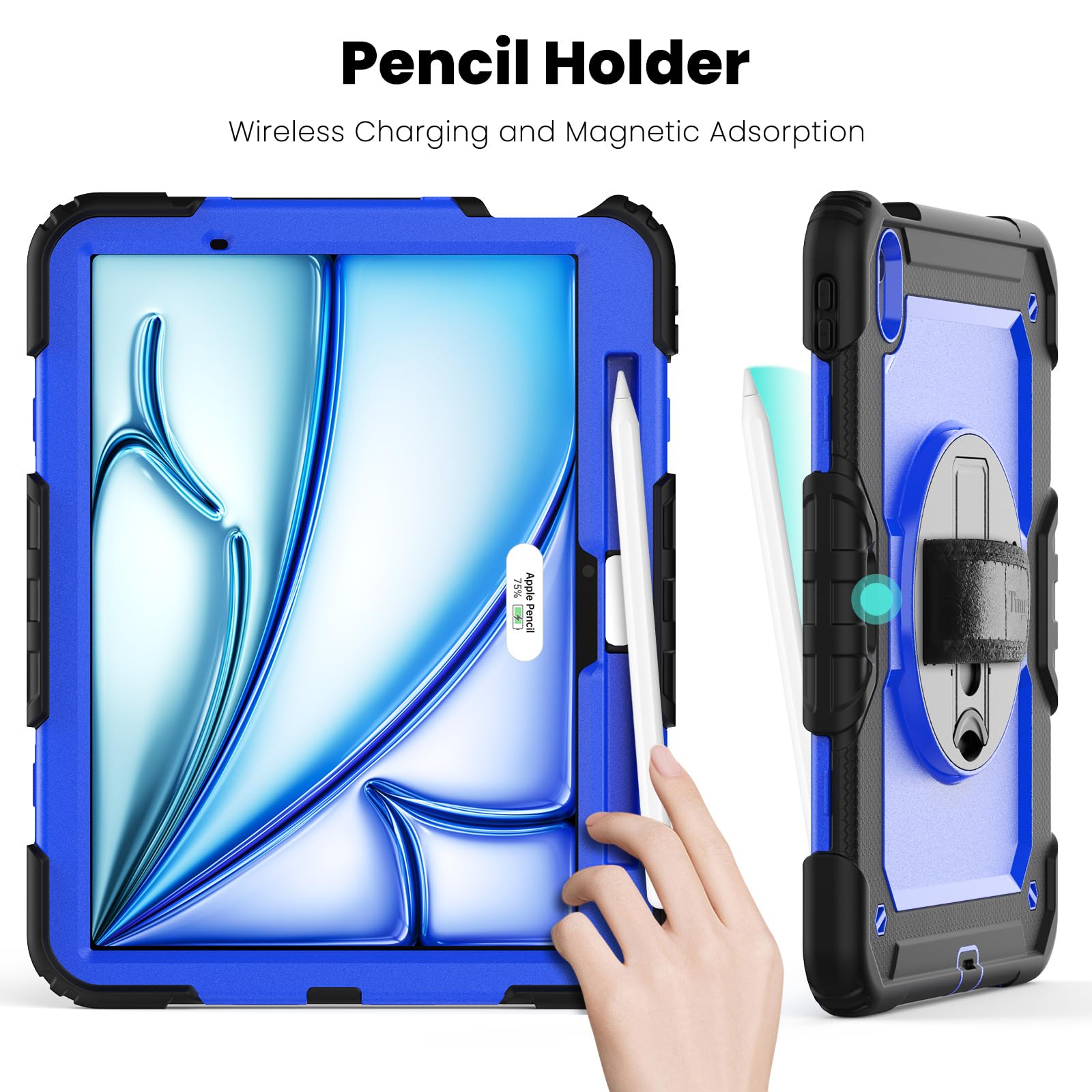 Timecity Case For Ipad Air 11 Inch M2 2024 6Th Generation(Model: A2902, A2903, A2904) With Built In Screen Protector, 360 Rotati