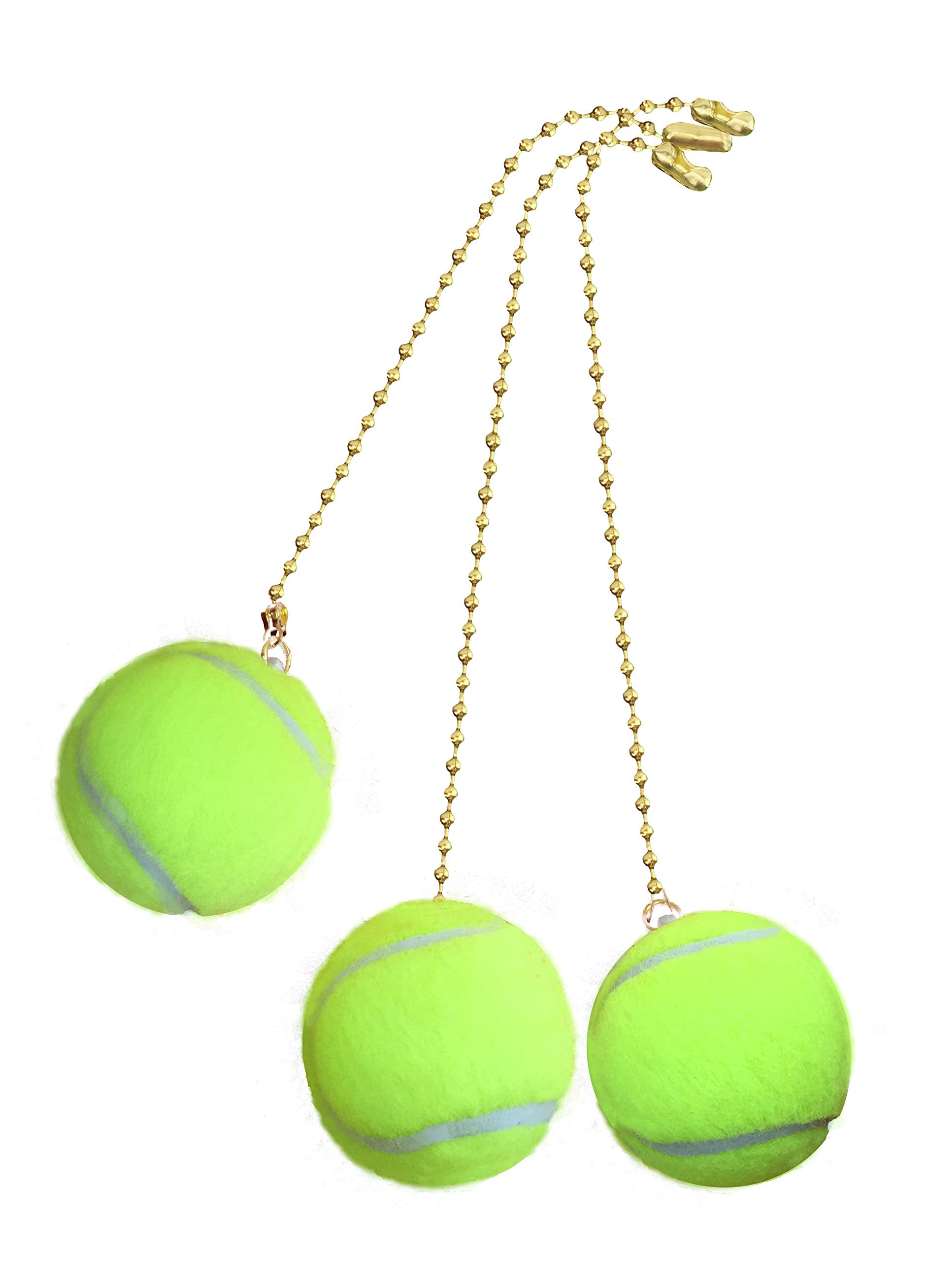 Decorative Tennis Ball Sports Ceiling Fan Pull With Beaded Chain   3 Pack   Fa1009