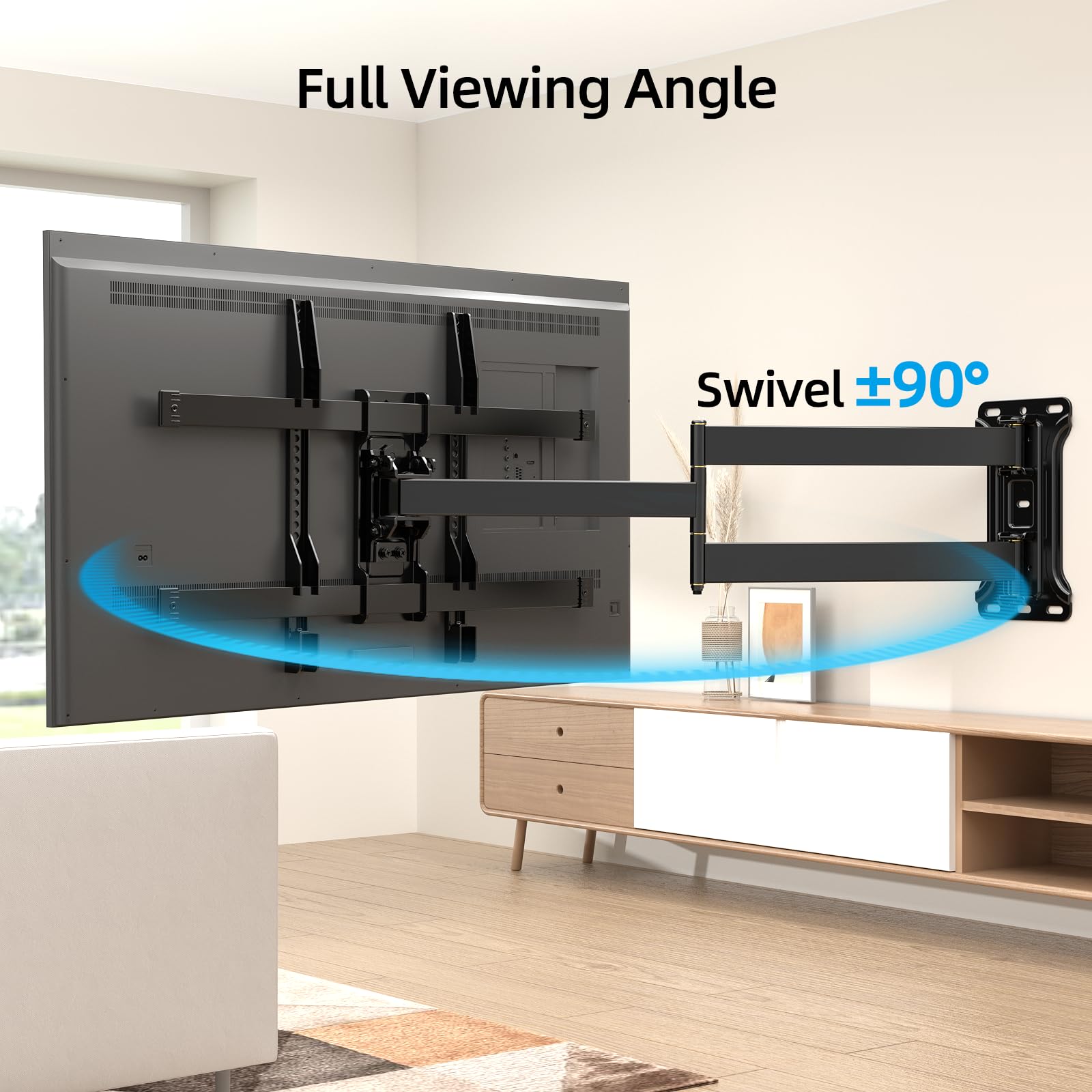 Hcmounting Long Arm Corner Tv Wall Mount With 30 Inch Extension For 32'' 80'' Tvs, Easy Single Stud Install, Full Motion Swivel,