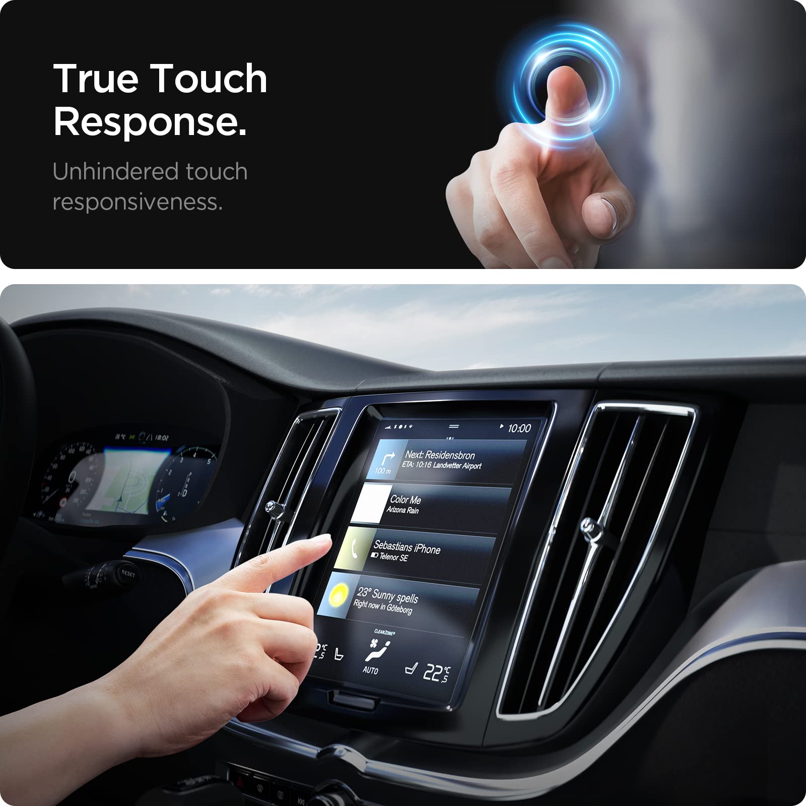 Spigen Tempered Glass Screen Protector [Glastr Slim] Designed For Volvo Xc40, 60, 90 (2025 2021), S60, 90 (2025 2018), V60, 90 (2025 2019) 9 Inch Dashboard Touchscreen   Matte/Anti Fingerprint