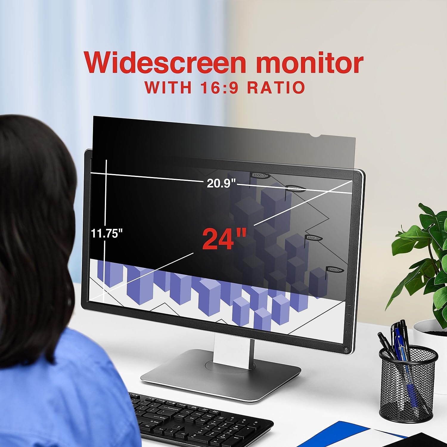Staples 2767339 Privacy Filter For 24-Inch Widescreen Monitors Black