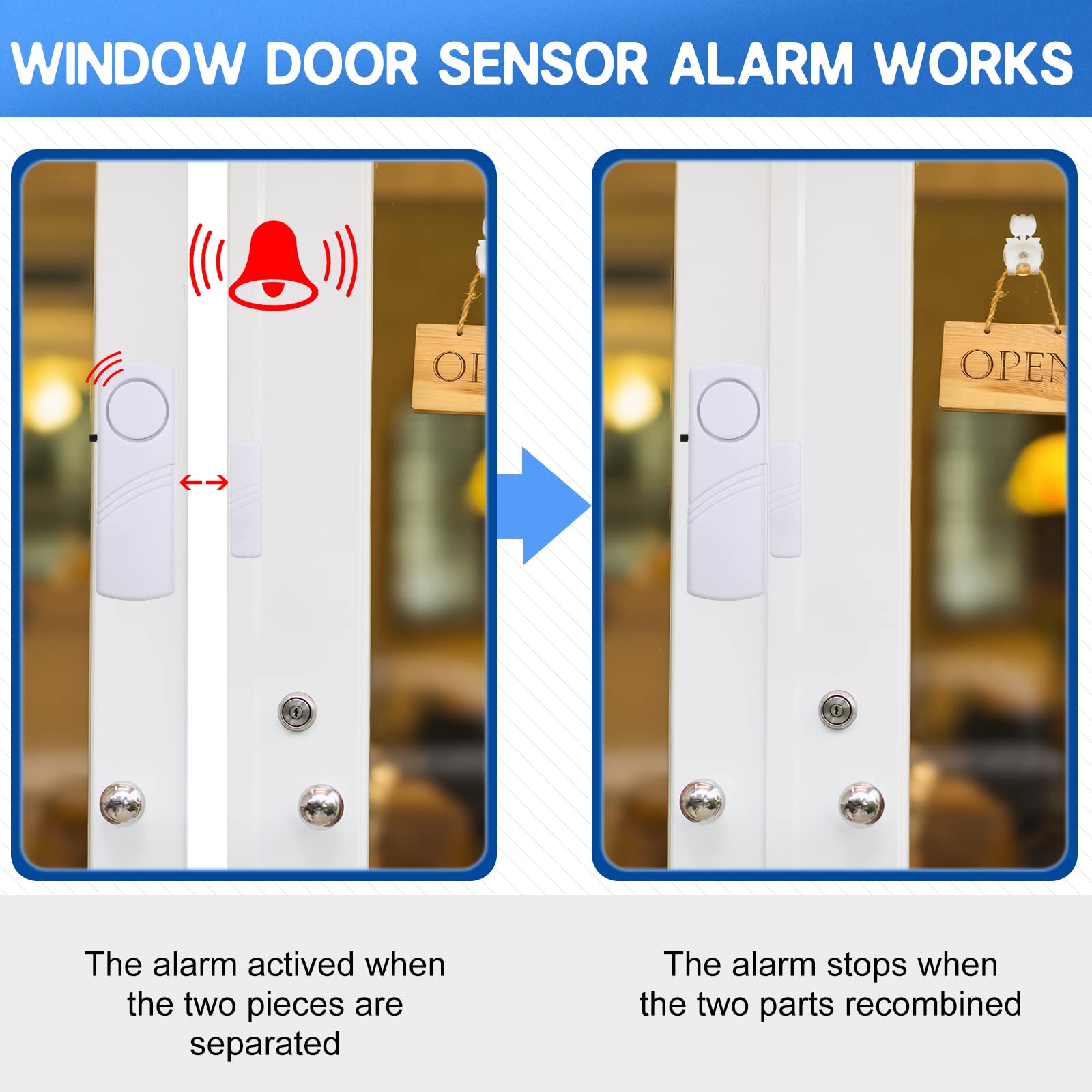 16 Pieces Door Window Alarm For Home Security Bulk Wireless Door Window Alarm Sensors Anti Theft Window Security Alarm Burglar A