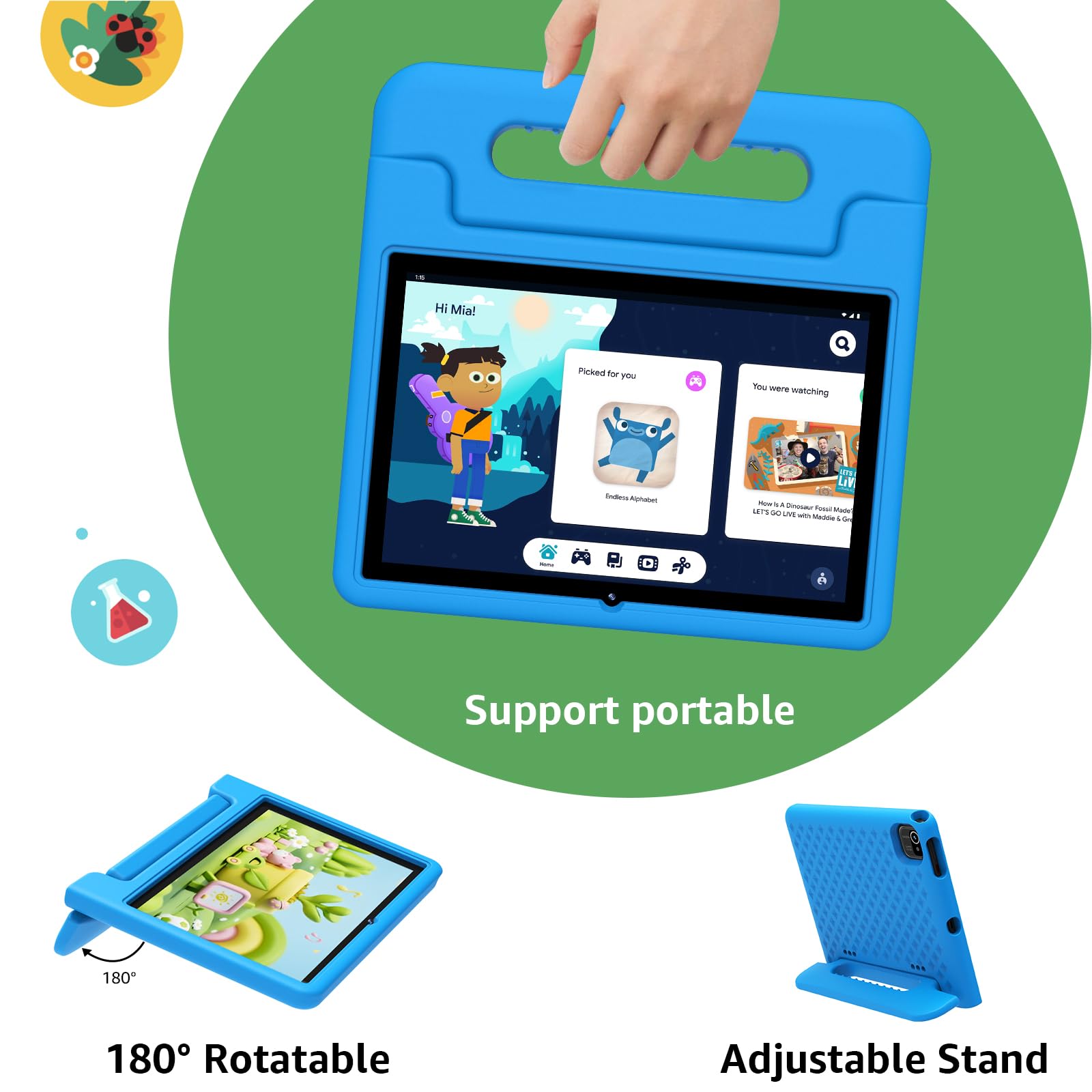 Apolosign Kids Tablet-2024, Android 14 Tablet For Kids, 10.1-Inch Tablet For Toddlers, Octa-Core, 6(3+3) Gb Ram,64Gb Rom, Parent