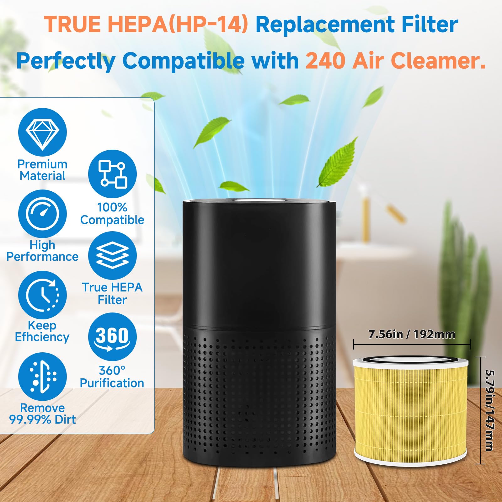 2 Pack True Hepa 14 240 Pet Care Replacement Filter Fit For Puroair 240 Air Puri Fier. For Puroair Hepa 14 Air Puri Fier Filter