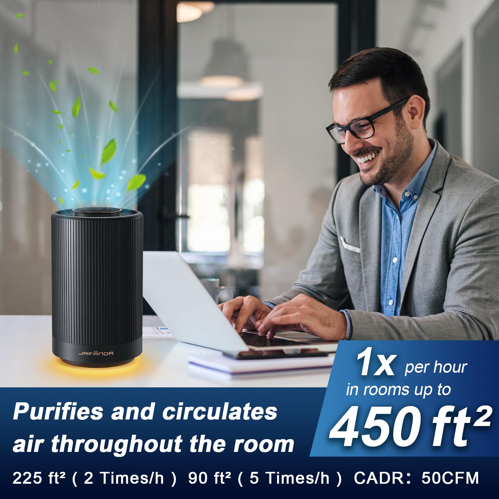 Jafanda Air Purifiers For Home Bedroom, True Hepa 13 Coverage 450 Sqft,22 Db Portable Air Cleaner,Effectively Remove Pollen Dust