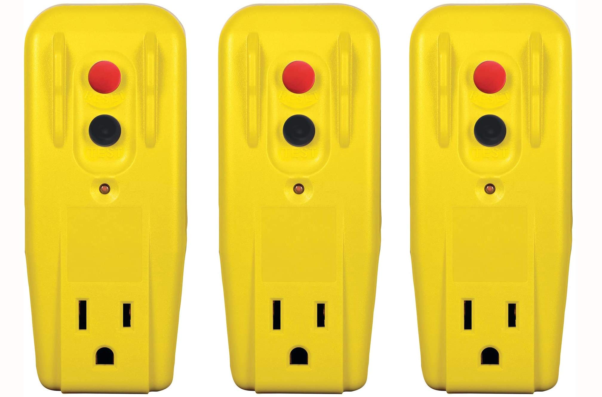 Tower Manufacturing 30439005 Auto Reset 15 Amp Grounded 3 Prong Gfci Single Outlet Adapter, Yellow (Thr?? ???K)