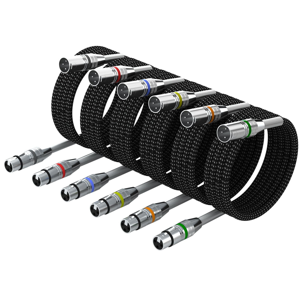 Fibbr Xlr Microphone Cable (6 Pack 3Ft), Heavy Duty Xlr Male To Female Nylon Braided Balanced Microphone Cord Compatible With Pr