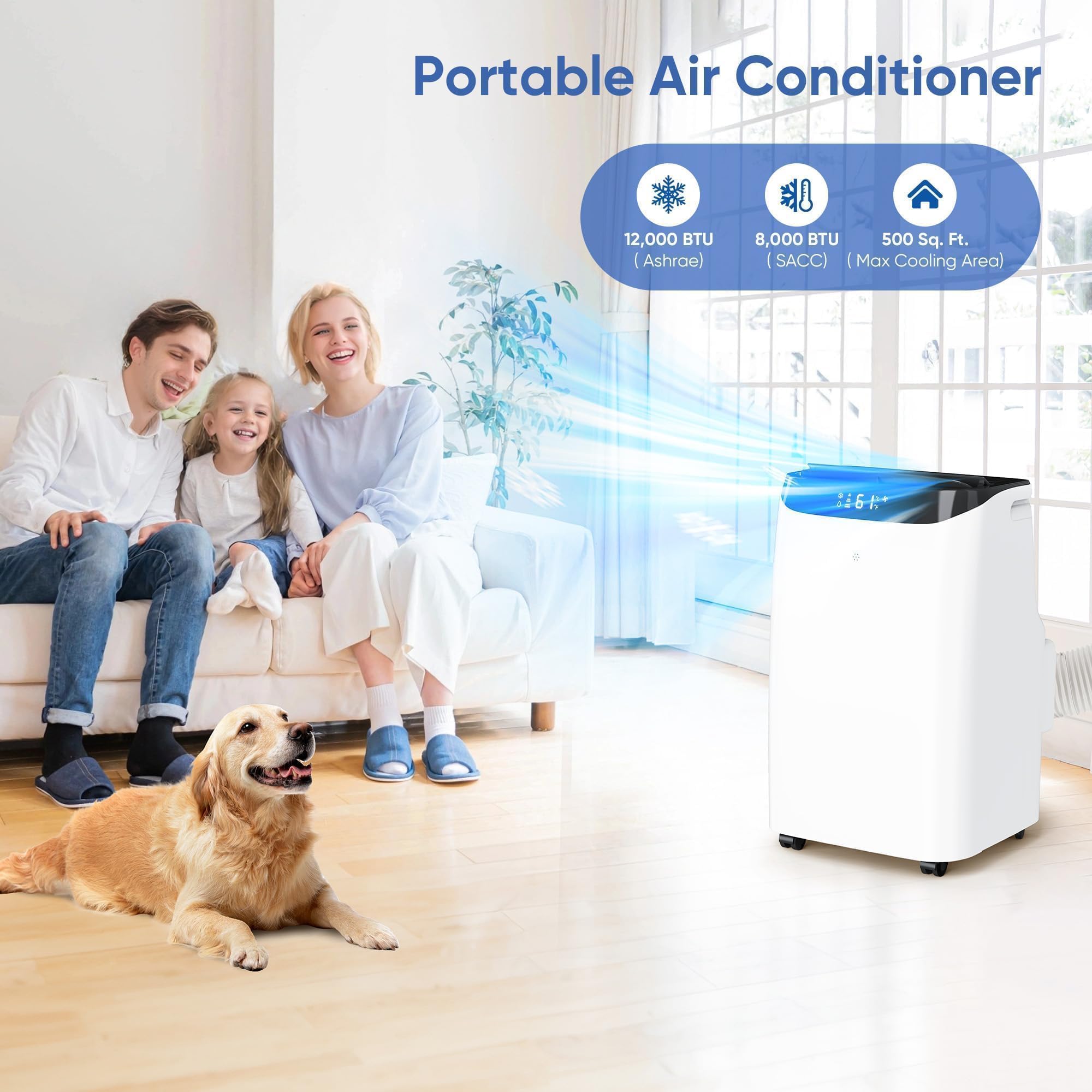 12000 Btu Portable Air Conditioners Cools Up To 500 Sq.Ft, Portable Ac Unit With Cool, Dry, Fan Modes, Standing Ac Unit With Rem