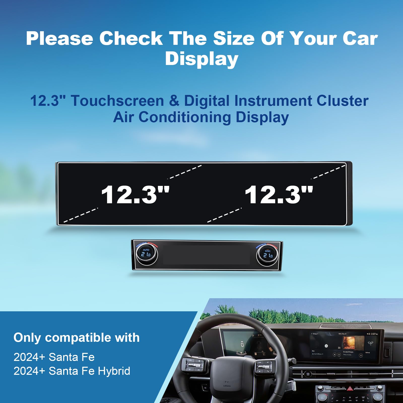 Coleya (4Pcs) 2024 Santa Fe Screen Protector For Hyundai Santa Fe Display (12.3Inch Touchscreen&Air Conditioner), 2024 Santa Fe