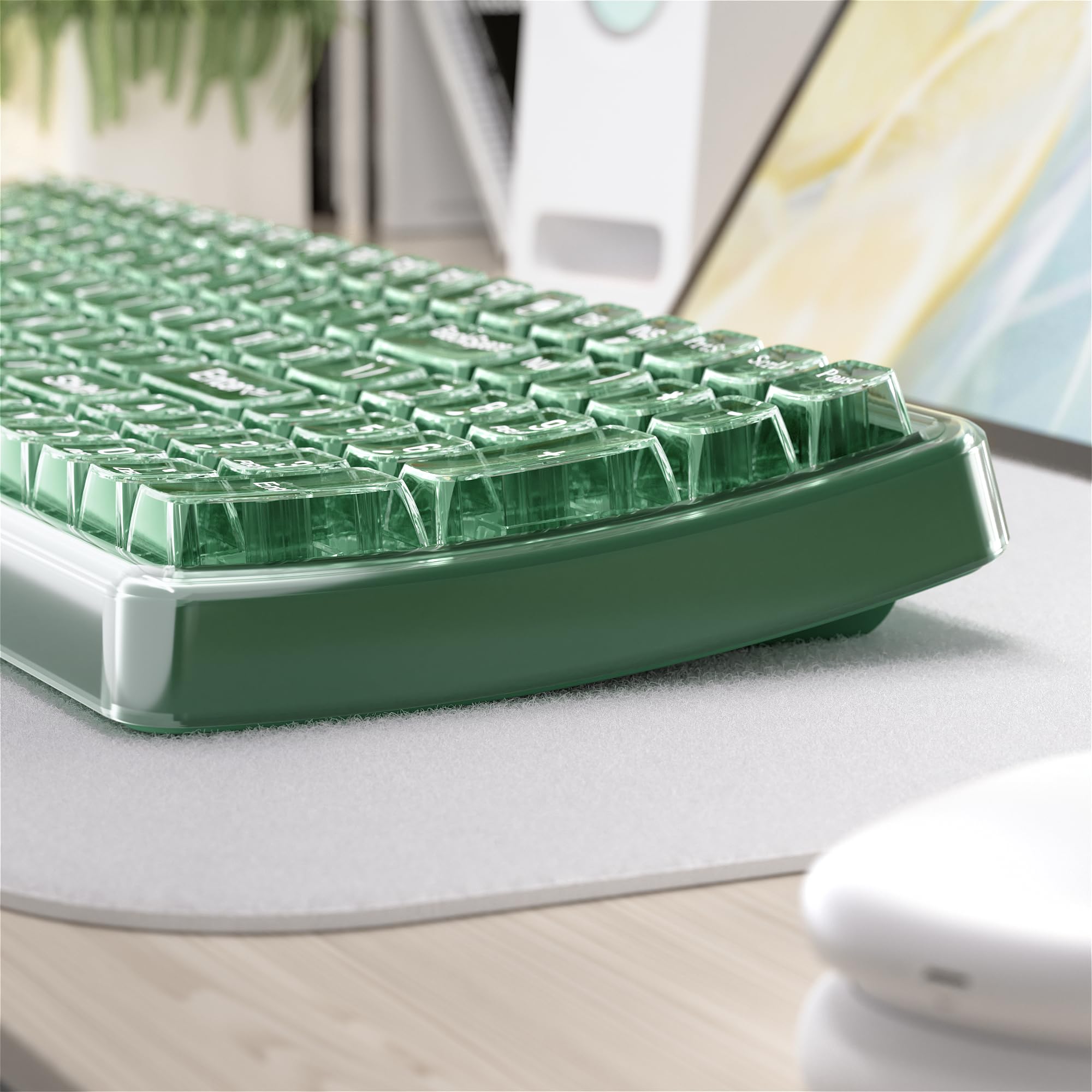Ubotie Bluetooth Wireless Transparent Keyboard, Dual Mode Bt1 Bt2 Usb Receiver Connection 100Keys Bt Keyboard With Power On Off