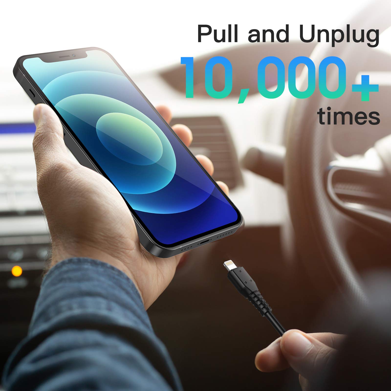 6Ft Iphone Charger 5Pack,Lightning Cable 6 Foot, Long Charging Cord 6 Feet Compatible With Apple Iphone 11/Pro/Max/Se/X/Xs Max/Xr/8/8 Plus/Ipad/Ipod (Black)