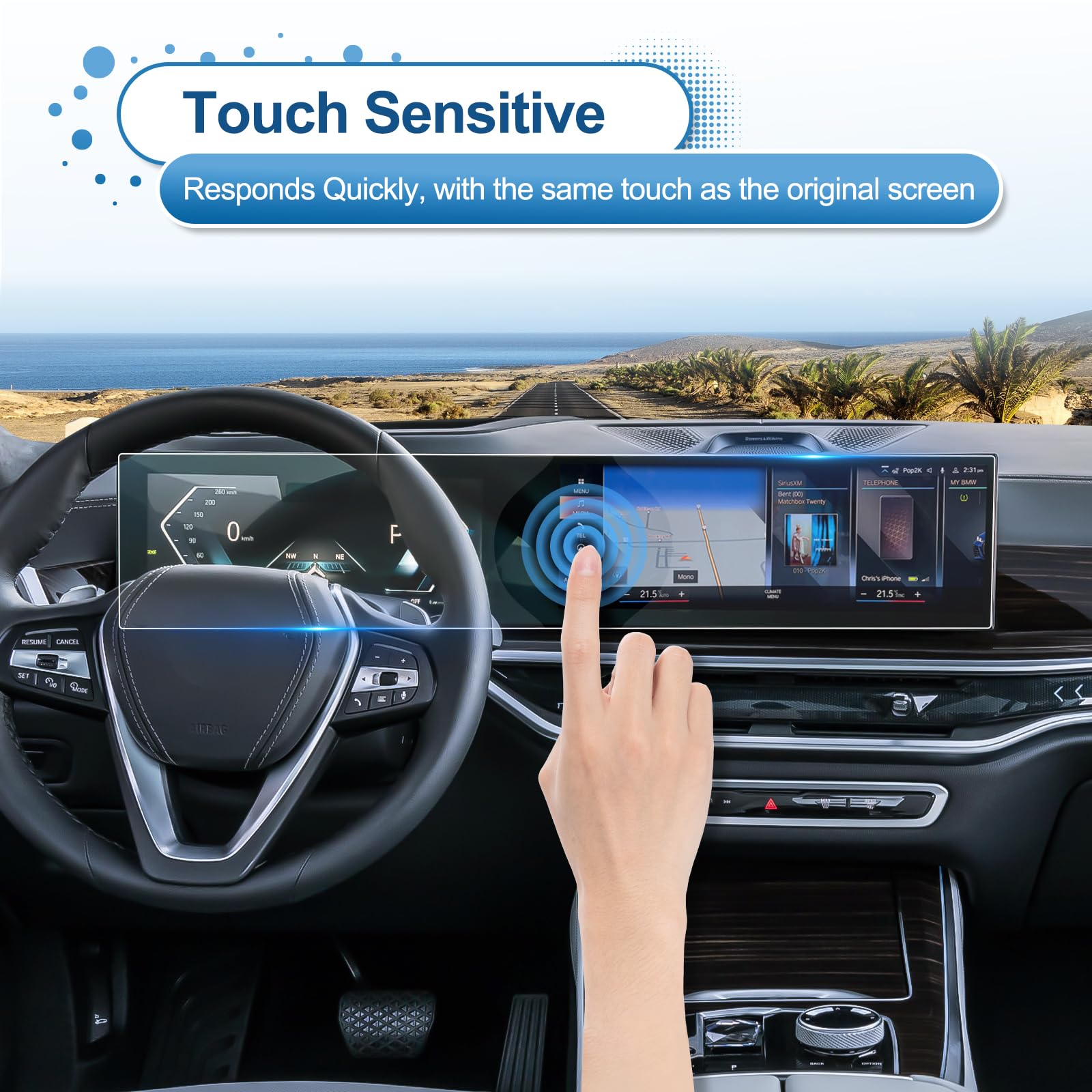 Coleya Updated 2024 2025 X5 X6 X7 Xm Screen Protector For Bmw Idrive 8 (14.9Inch Navi+12.3Inch Dash) Display, 9H Tempered Glass